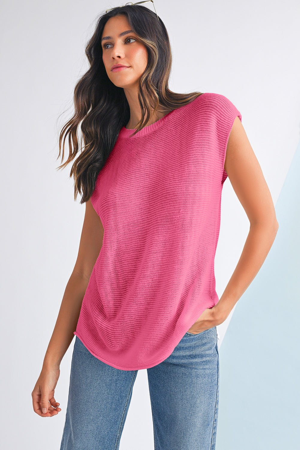 Jet Stream Solid Color Side Slits Sweater Tee - MAD RUFFI