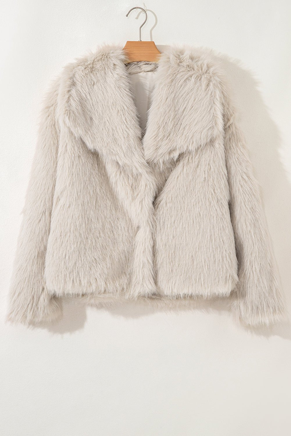 Jet Stream Solid Long Sleeve Thick Fuax Fur Coat - MAD RUFFI