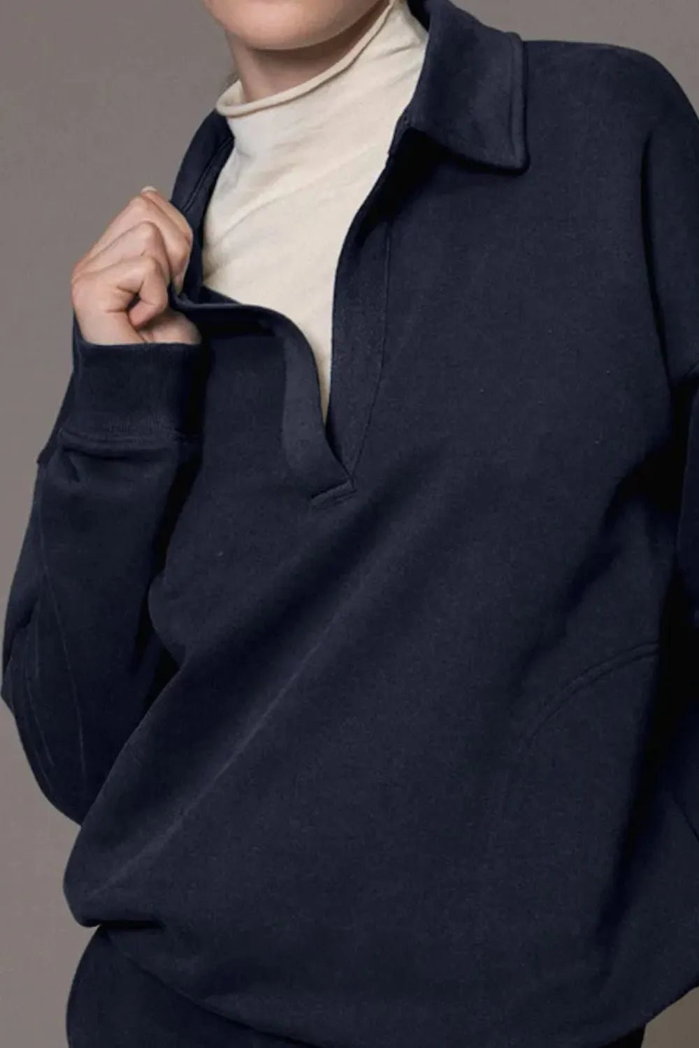 Johnny Collar Long Sleeve Top and Joggers Active Set - MAD RUFFI