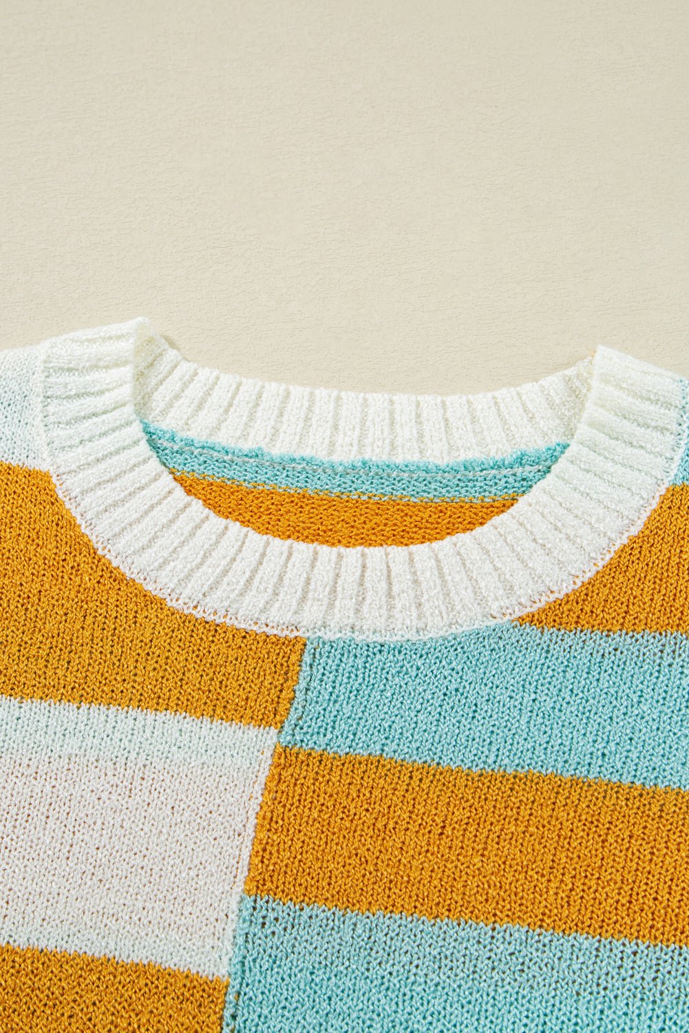 Jurassic Gold Colorblock Striped Pullover Sweater - MAD RUFFI
