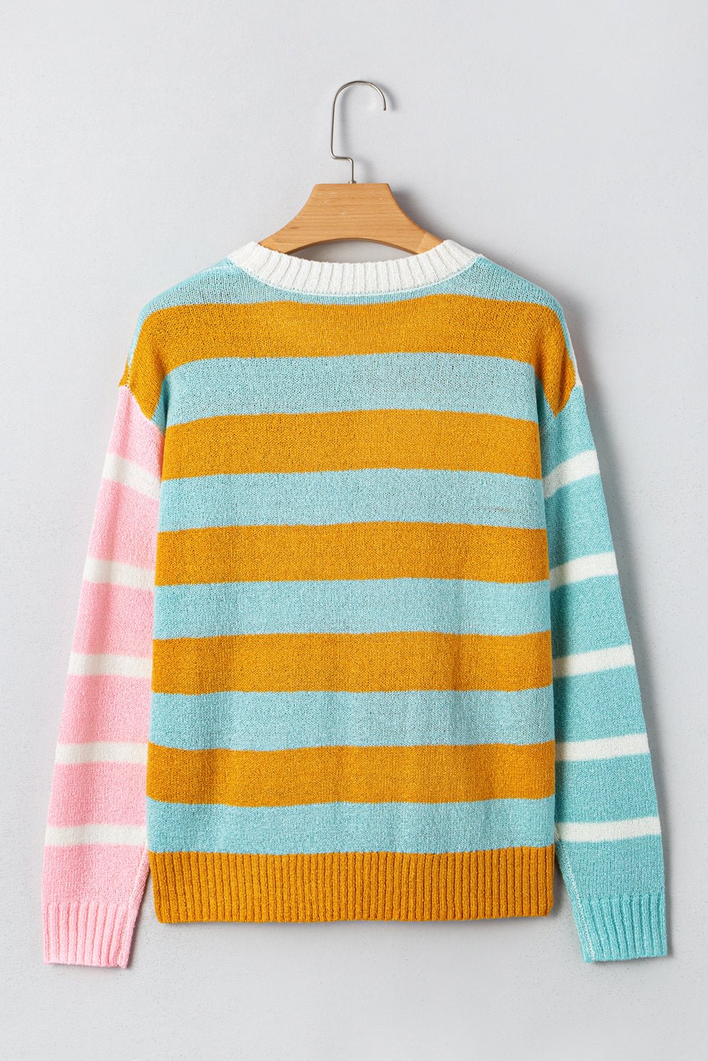 Jurassic Gold Colorblock Striped Pullover Sweater - MAD RUFFI