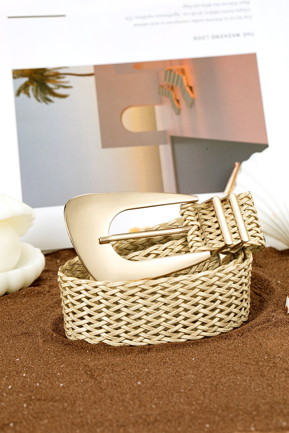 Khaki Bohemian Woven Thin Waist Belt - MAD RUFFI