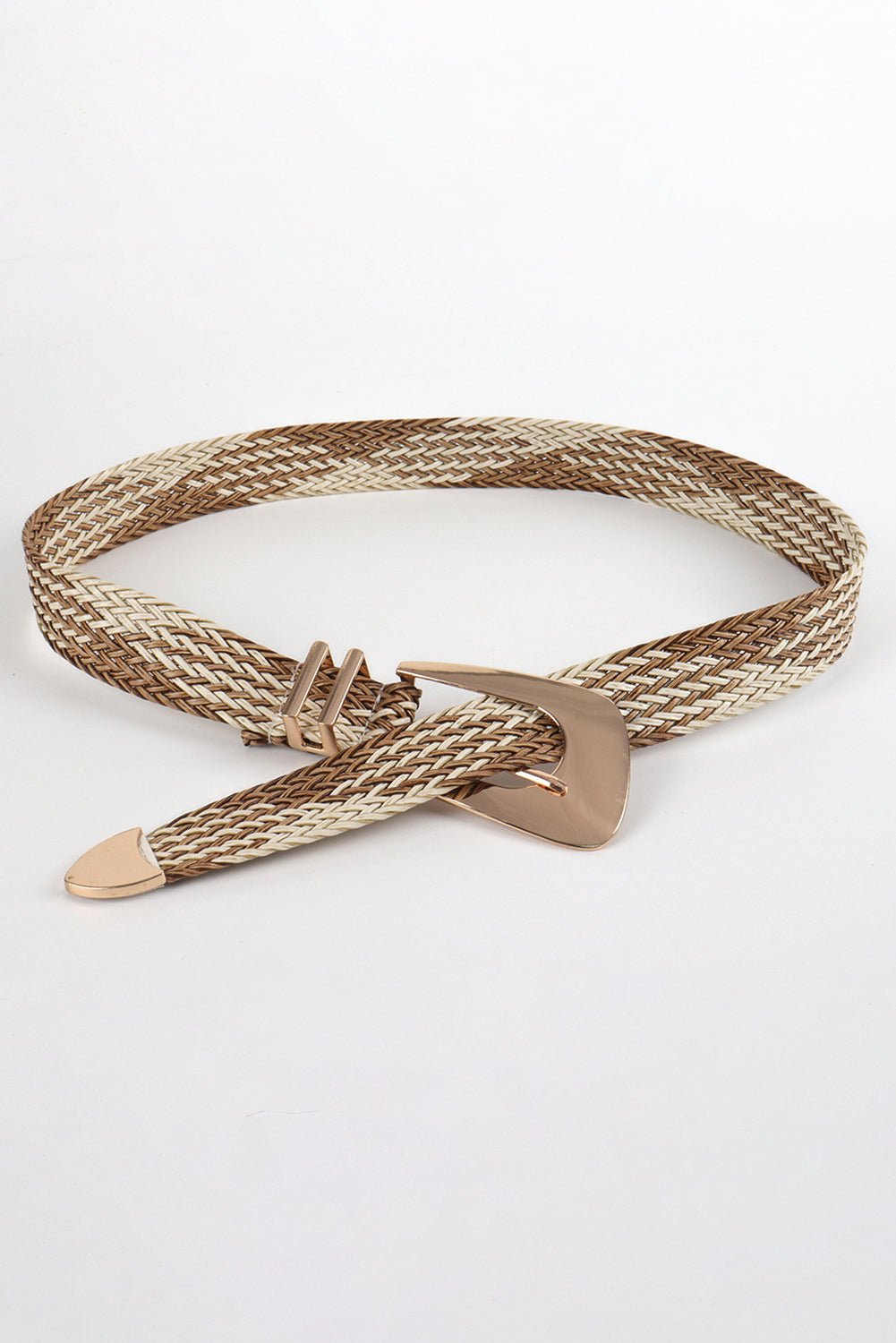 Khaki Bohemian Woven Thin Waist Belt - MAD RUFFI