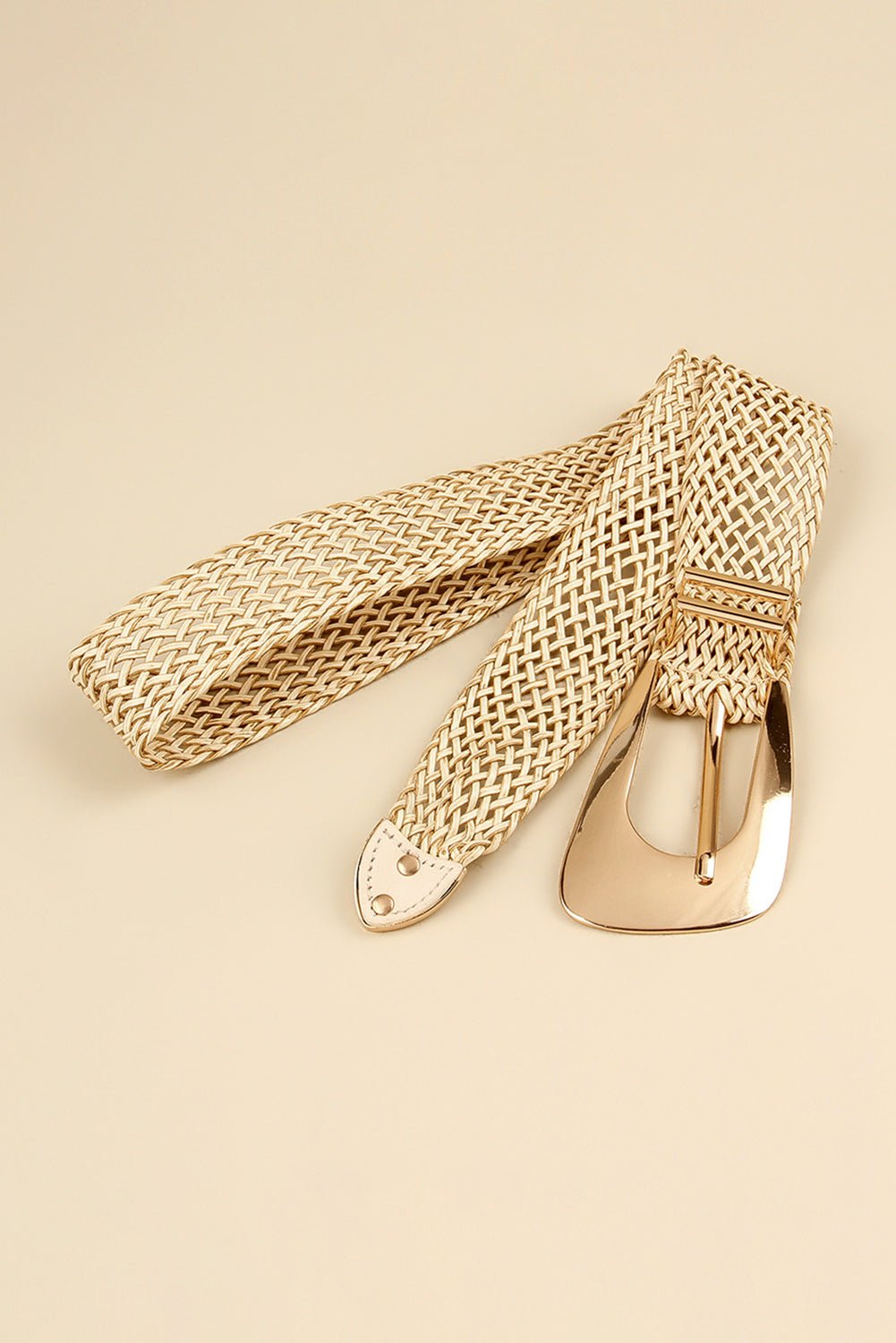 Khaki Bohemian Woven Thin Waist Belt - MAD RUFFI