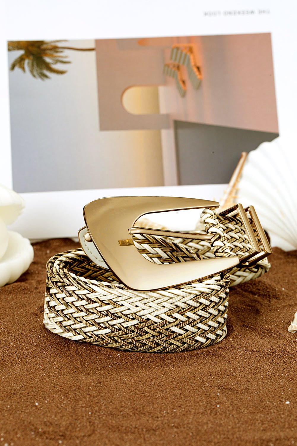 Khaki Bohemian Woven Thin Waist Belt - MAD RUFFI