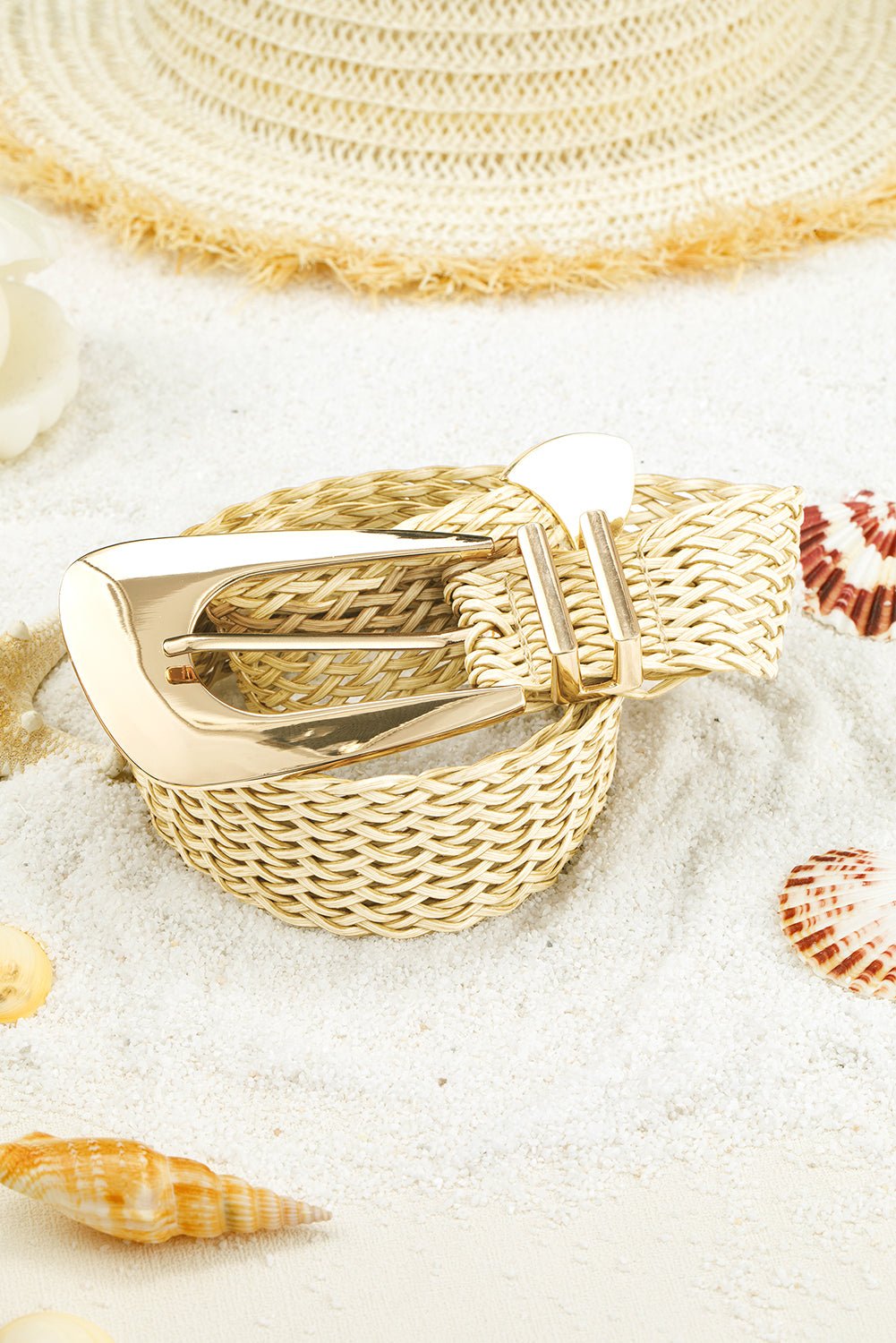 Khaki Bohemian Woven Thin Waist Belt - MAD RUFFI