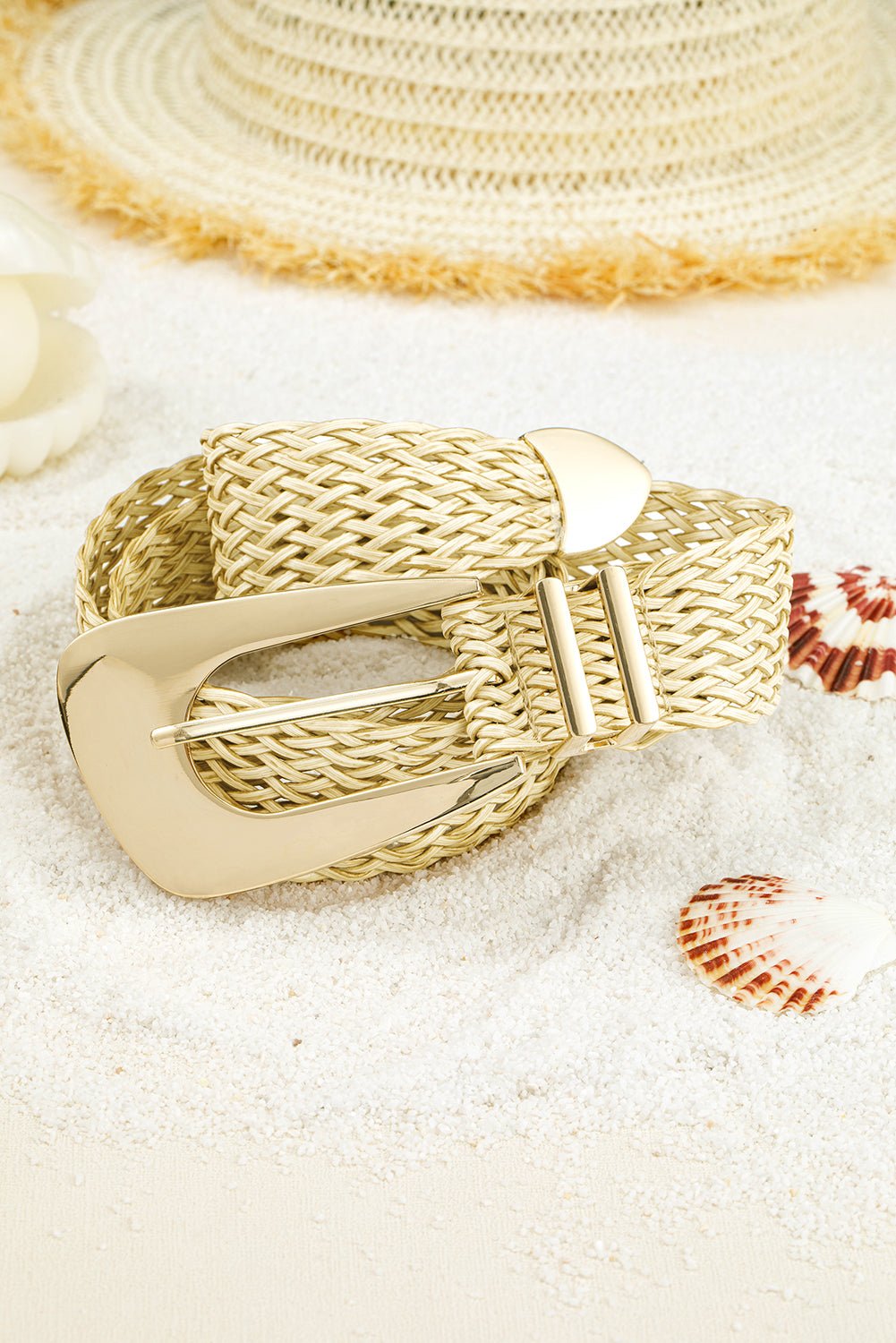 Khaki Bohemian Woven Thin Waist Belt - MAD RUFFI