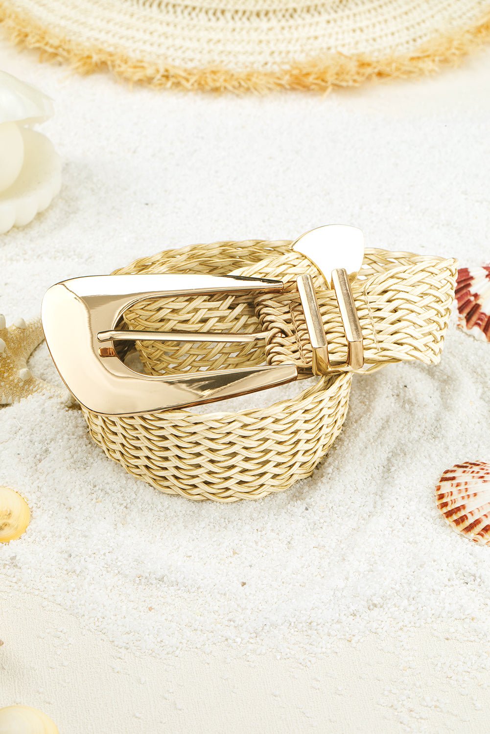 Khaki Bohemian Woven Thin Waist Belt - MAD RUFFI