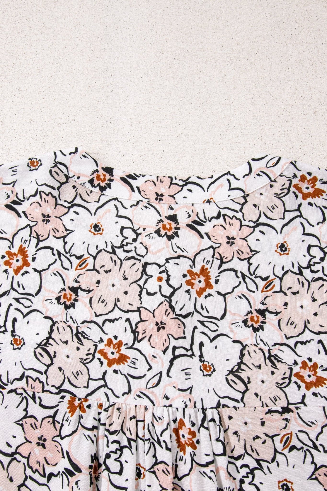 Khaki Bold Floral Print Frilled Puff Sleeve Button Down Shirt - MAD RUFFI