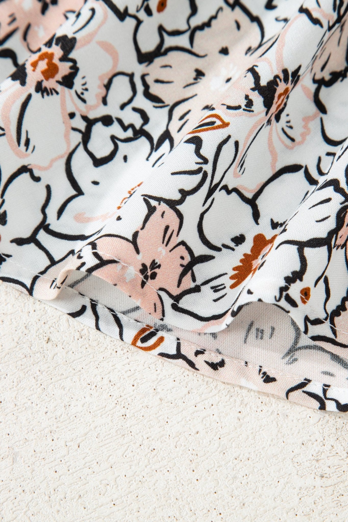 Khaki Bold Floral Print Frilled Puff Sleeve Button Down Shirt - MAD RUFFI