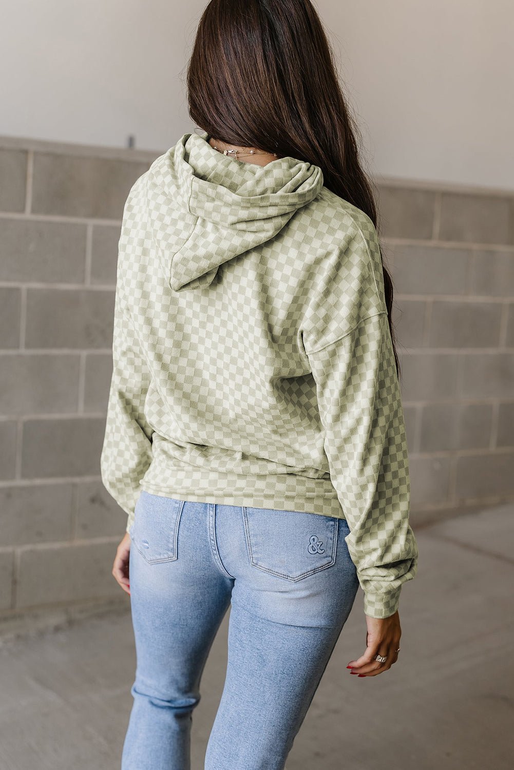 Khaki Checkered Kangaroo Pocket Hoodie - MAD RUFFI