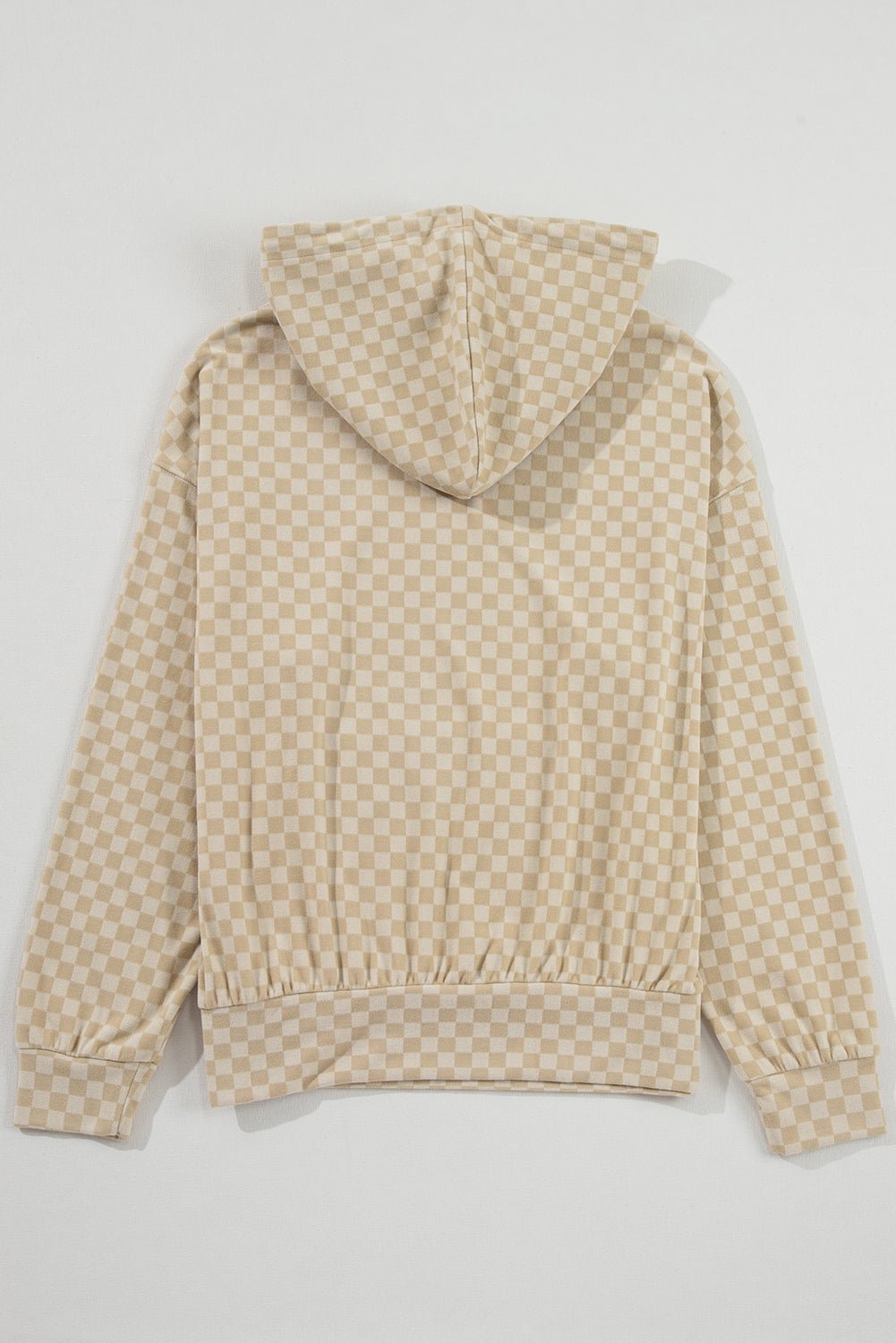 Khaki Checkered Kangaroo Pocket Hoodie - MAD RUFFI