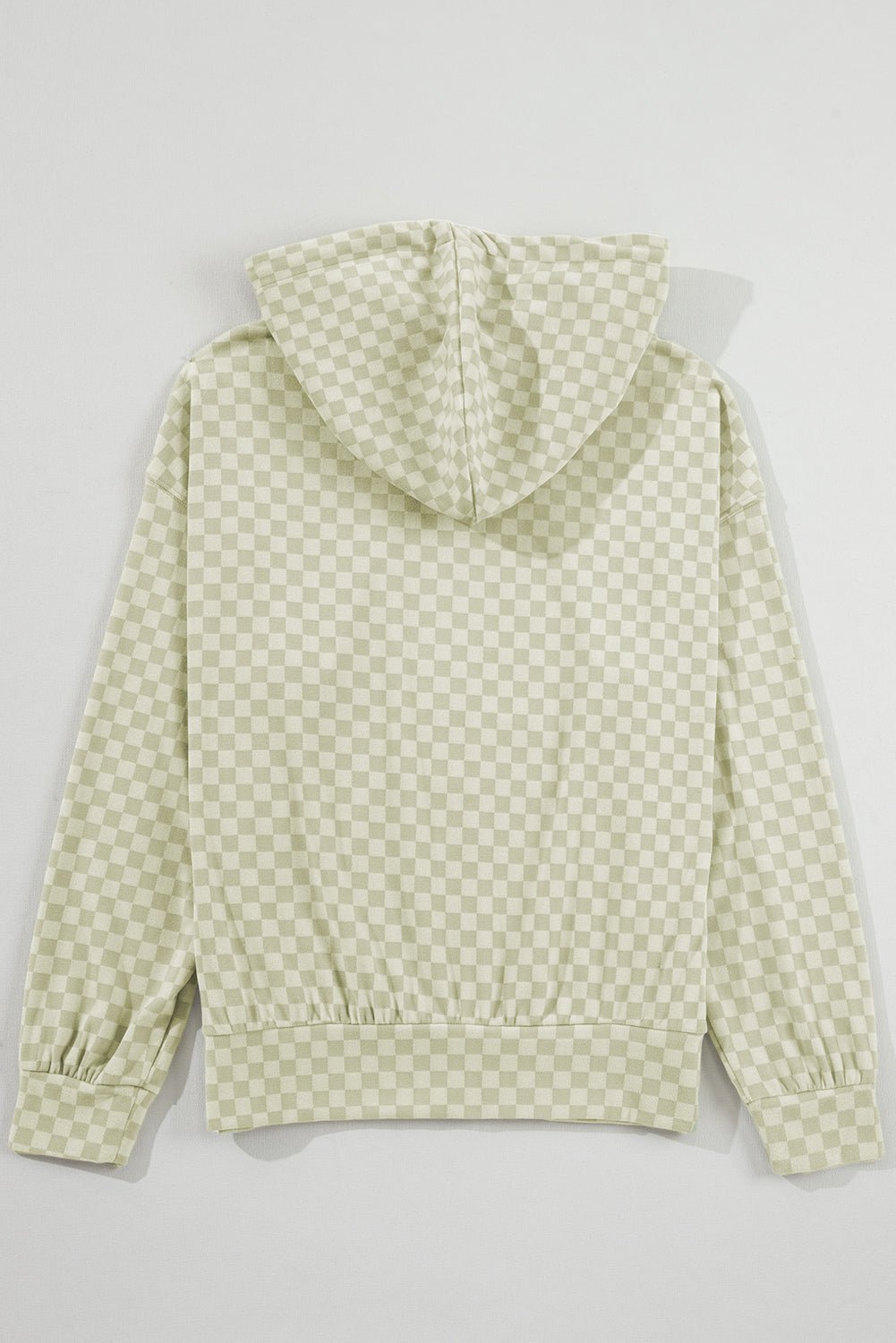 Khaki Checkered Kangaroo Pocket Hoodie - MAD RUFFI
