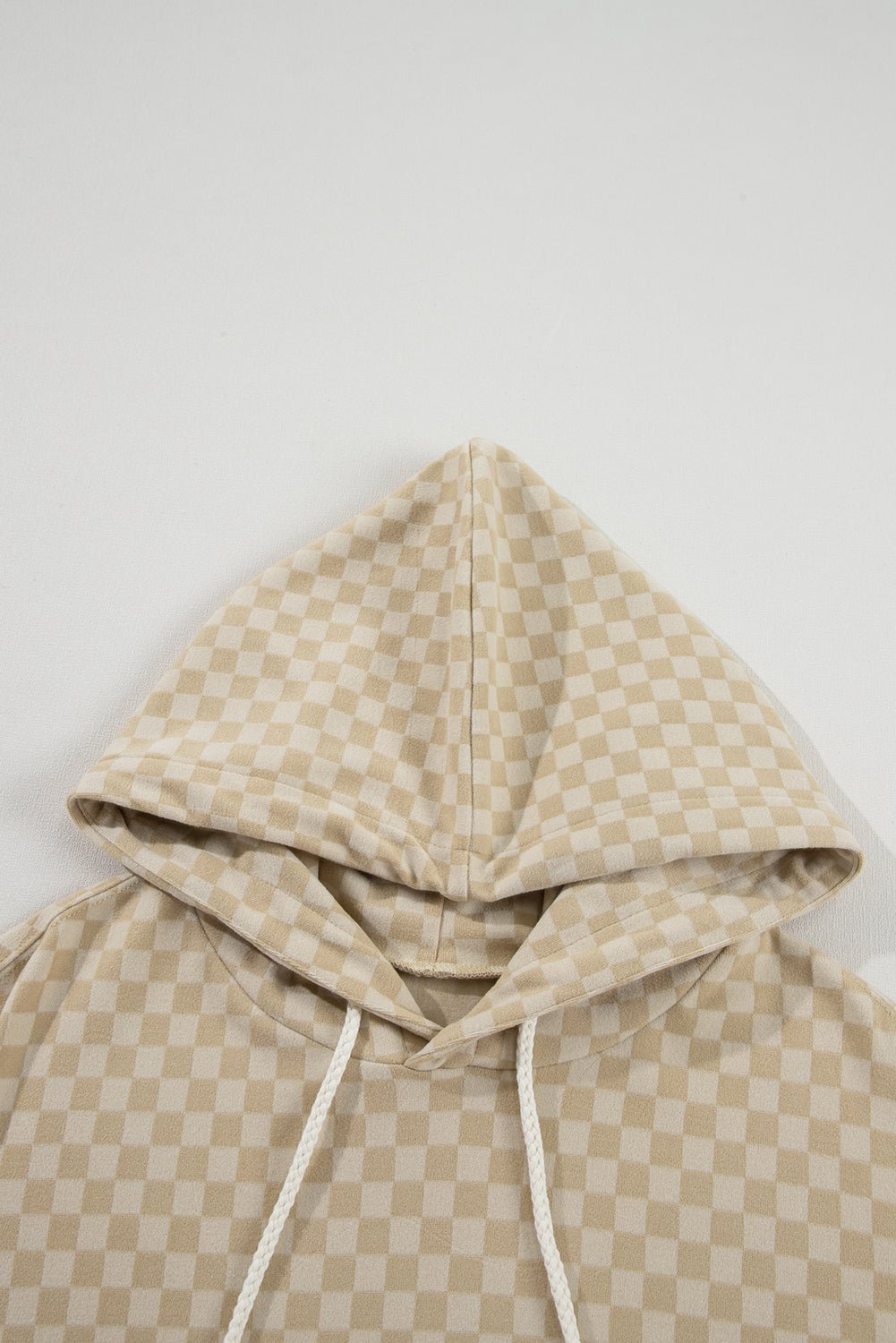 Khaki Checkered Kangaroo Pocket Hoodie - MAD RUFFI