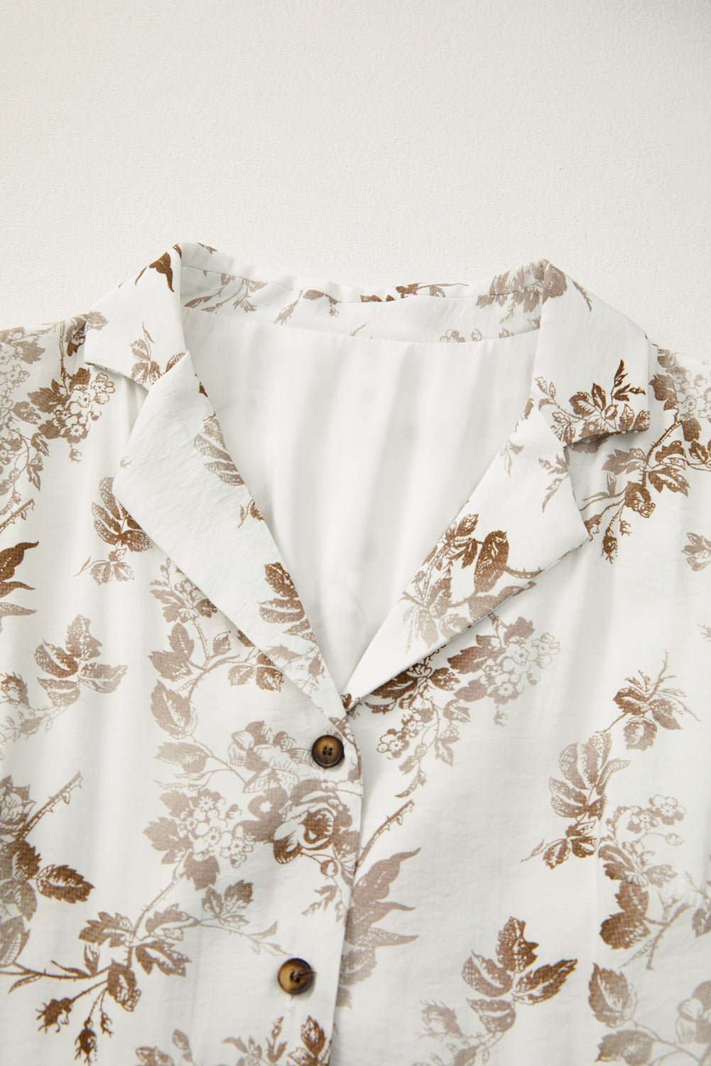 Khaki Floral Puff Sleeve V Neck Buttoned Front Maxi Dress - MAD RUFFI