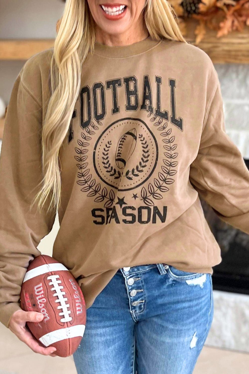 Khaki Game Day Rugby FOOTBALL SEASON Graphic Sweatshirt - MAD RUFFI