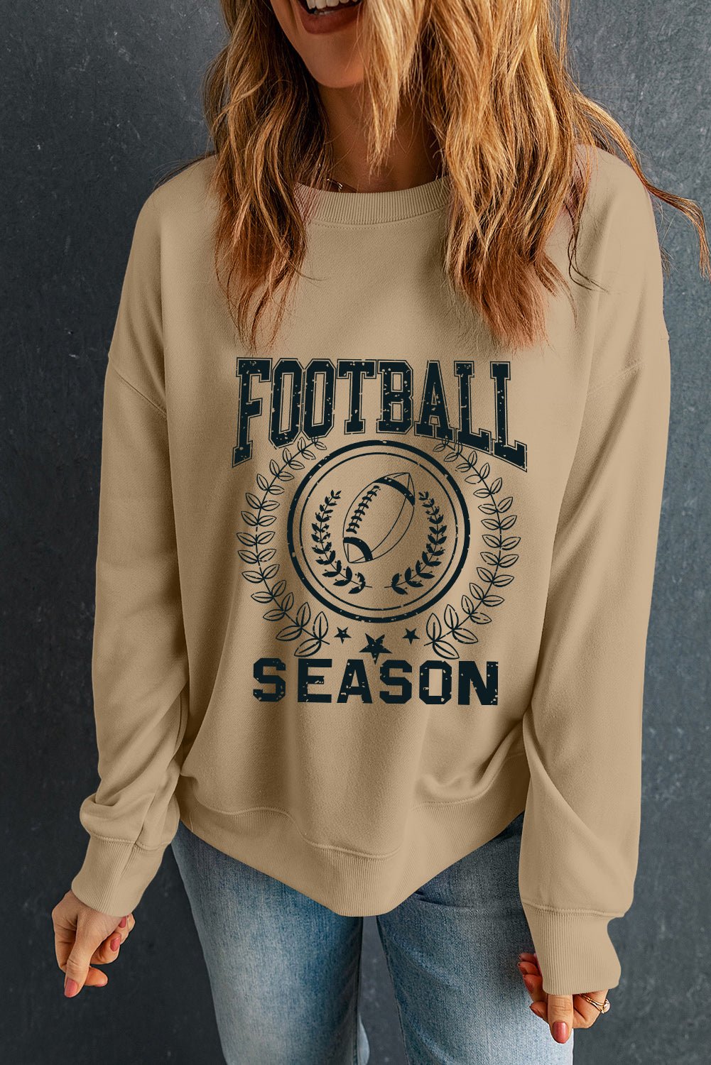Khaki Game Day Rugby FOOTBALL SEASON Graphic Sweatshirt - MAD RUFFI