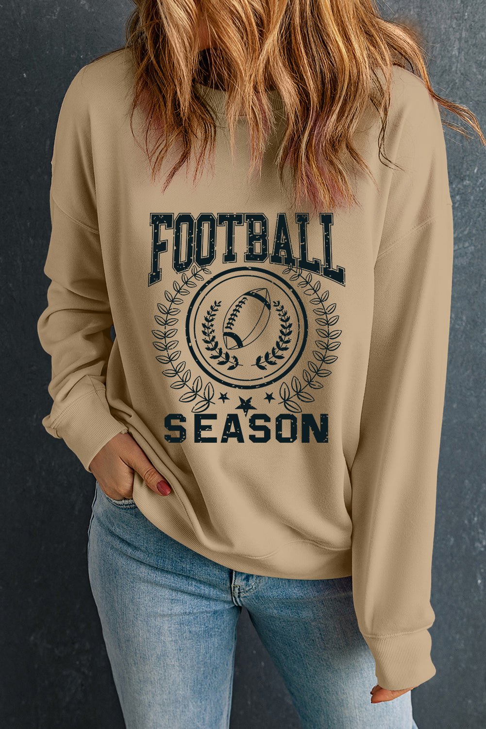 Khaki Game Day Rugby FOOTBALL SEASON Graphic Sweatshirt - MAD RUFFI