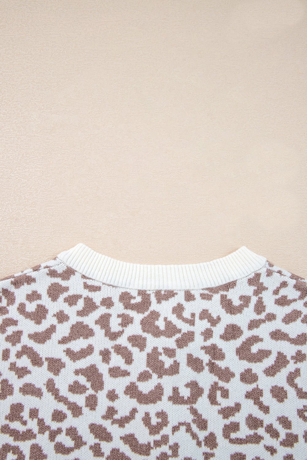 Khaki Leopard Drop Shoulder Knitted Cardigan - MAD RUFFI