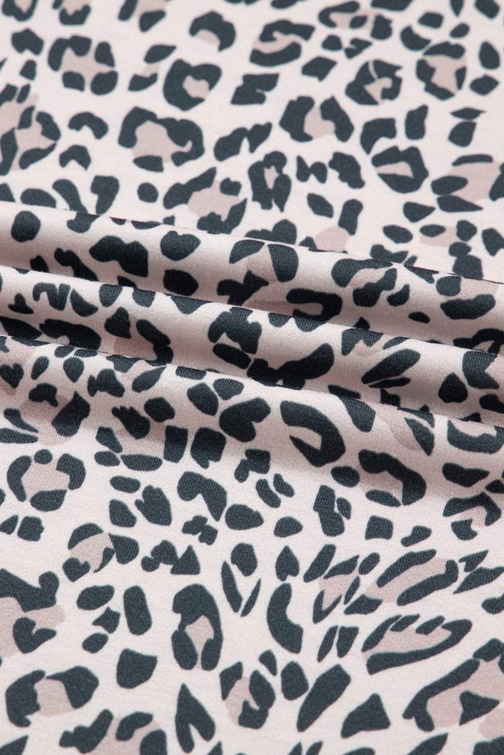 Khaki Leopard Print Contrast V Neck Varsity Stripe Detail Long Sleeve Top - MAD RUFFI