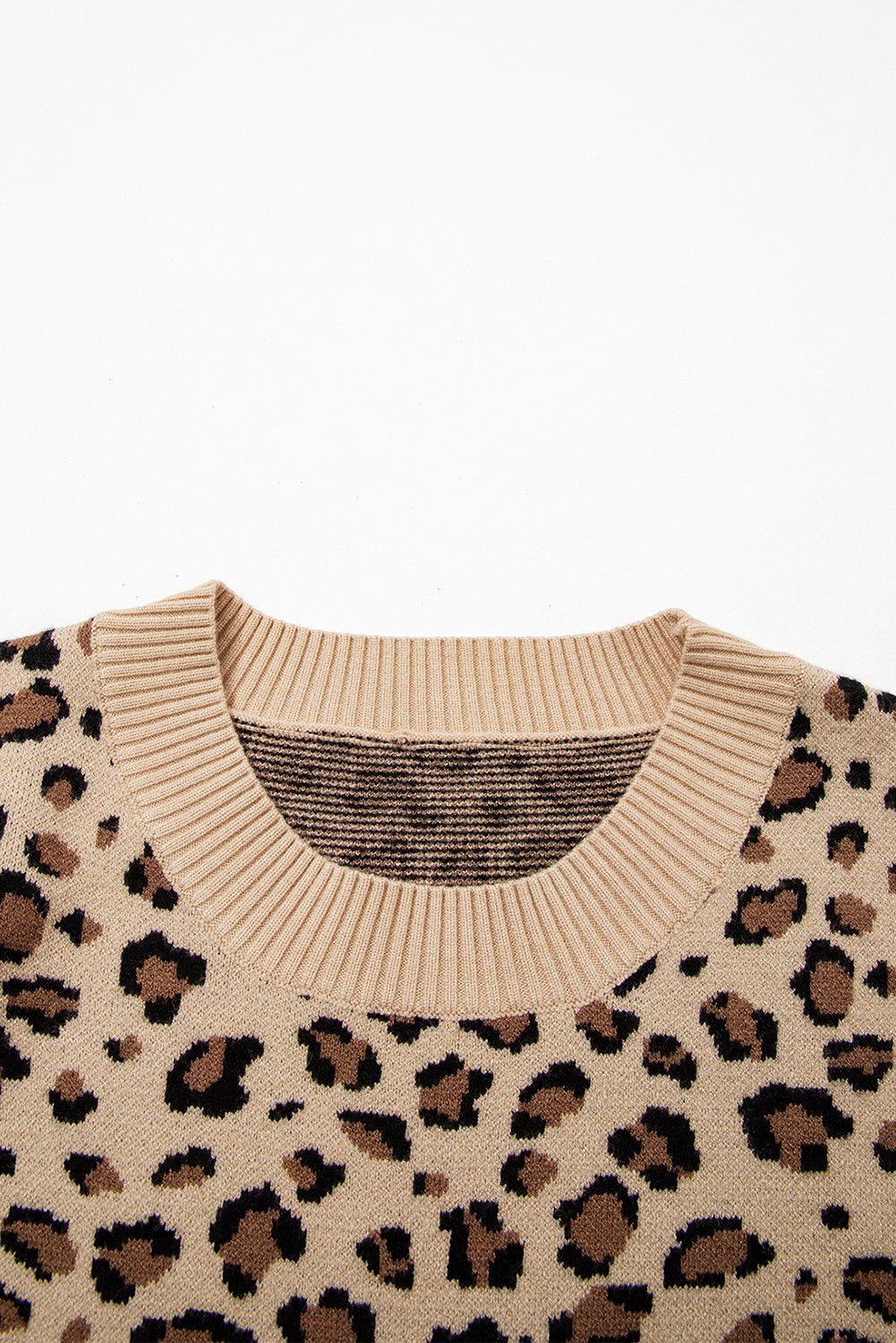 Khaki Leopard Print Dolman Sleeve Sweater - MAD RUFFI