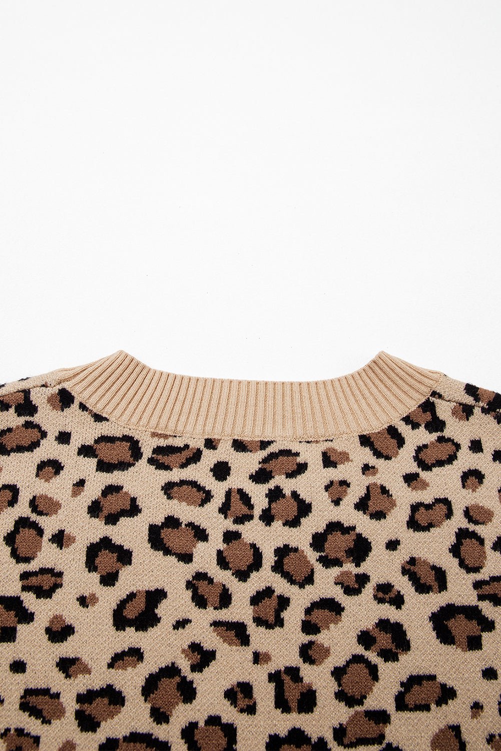 Khaki Leopard Print Dolman Sleeve Sweater - MAD RUFFI