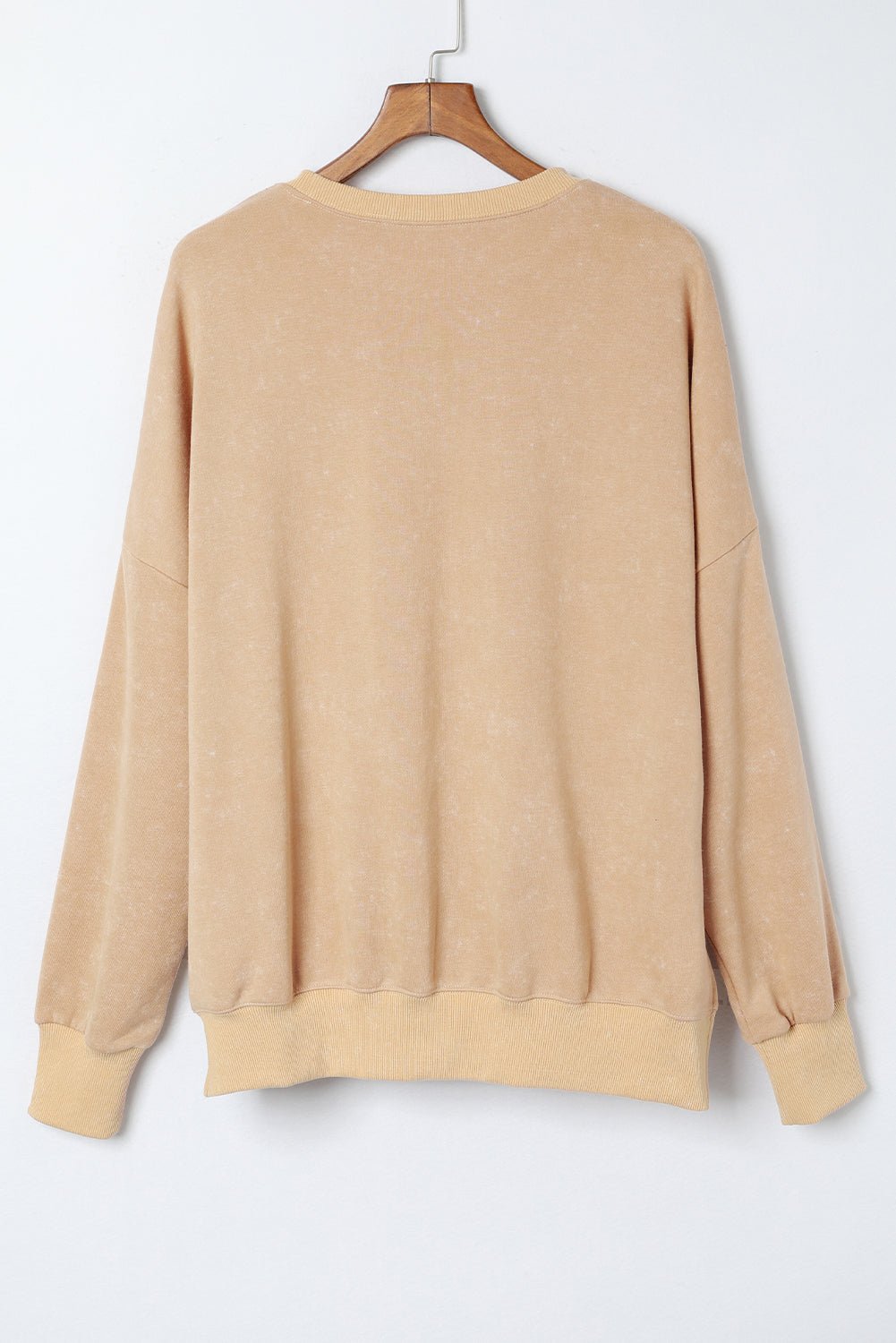 Khaki Plain Drop Shoulder Ribbed Trim Oversized Sweatshirt - MAD RUFFI