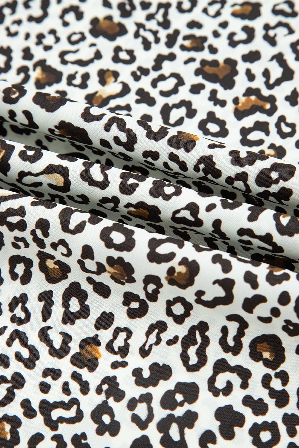 Khaki Plus Size Button V Neck Leopard Print Puff Sleeve Loose Mini Dress - MAD RUFFI