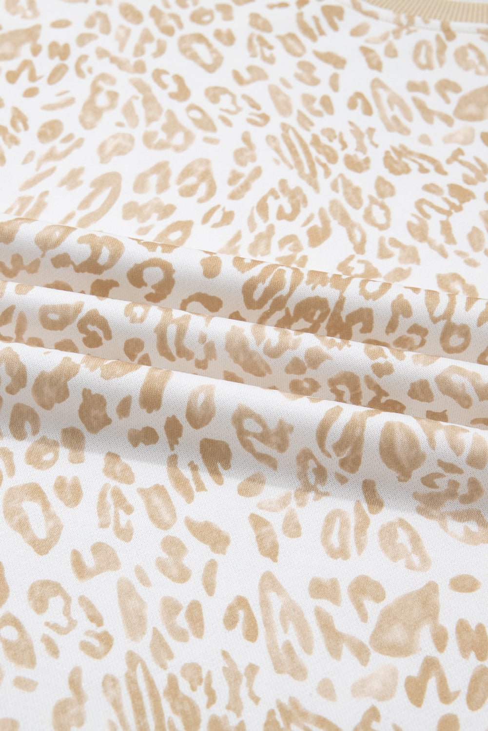 Khaki Plus Size Ruffle Arm Leopard Sweatshirt - MAD RUFFI