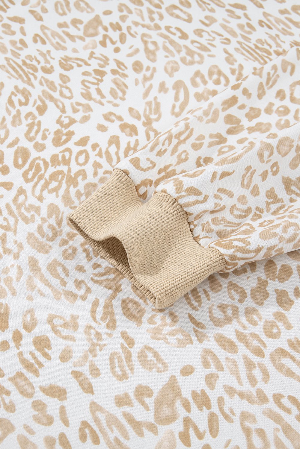 Khaki Plus Size Ruffle Arm Leopard Sweatshirt - MAD RUFFI