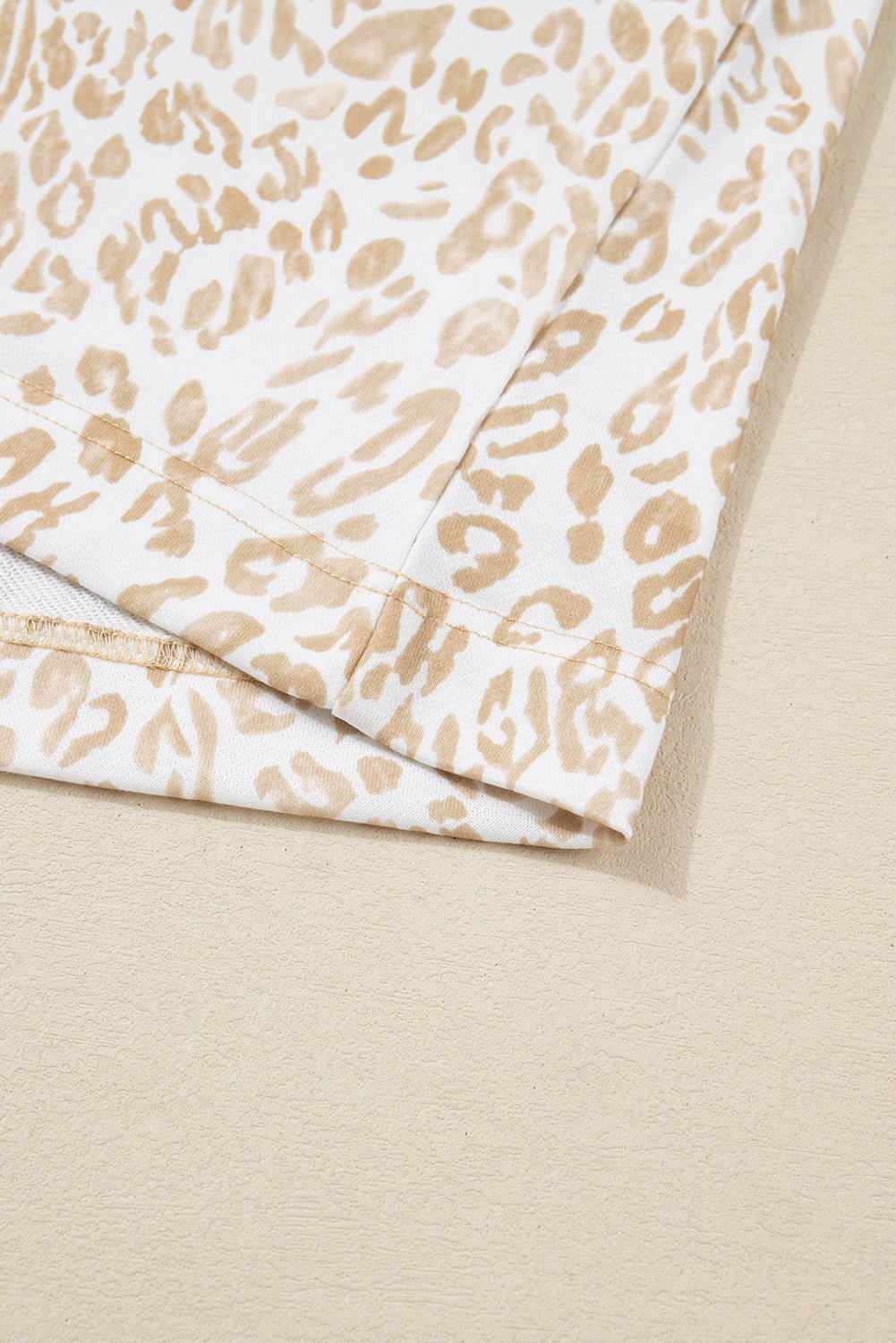 Khaki Plus Size Ruffle Arm Leopard Sweatshirt - MAD RUFFI