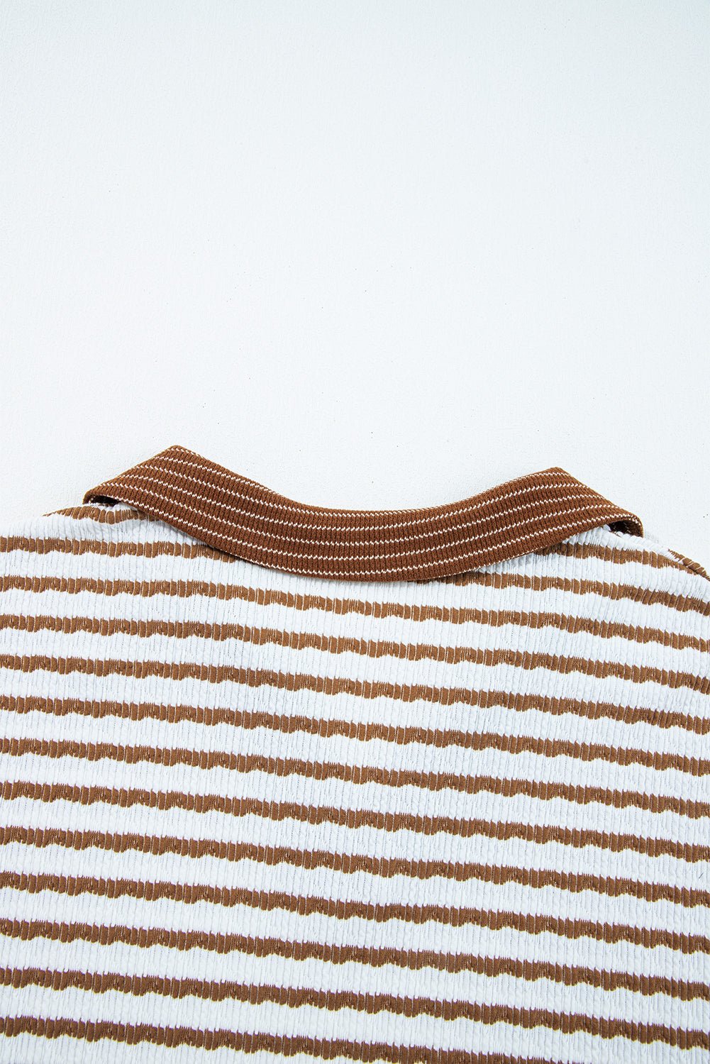 Khaki Stripe Plus Size Loose Pullover Drawstring Elastic Waist Wide Leg Pants Set - MAD RUFFI