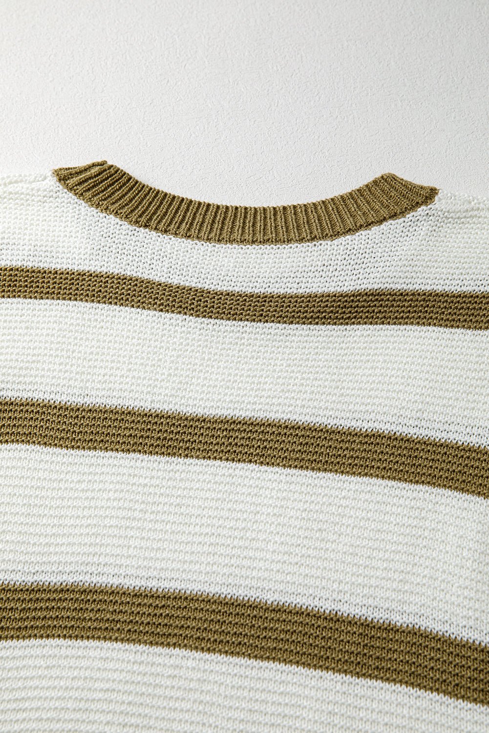 khaki stripe side tie loose knitted top - MAD RUFFI