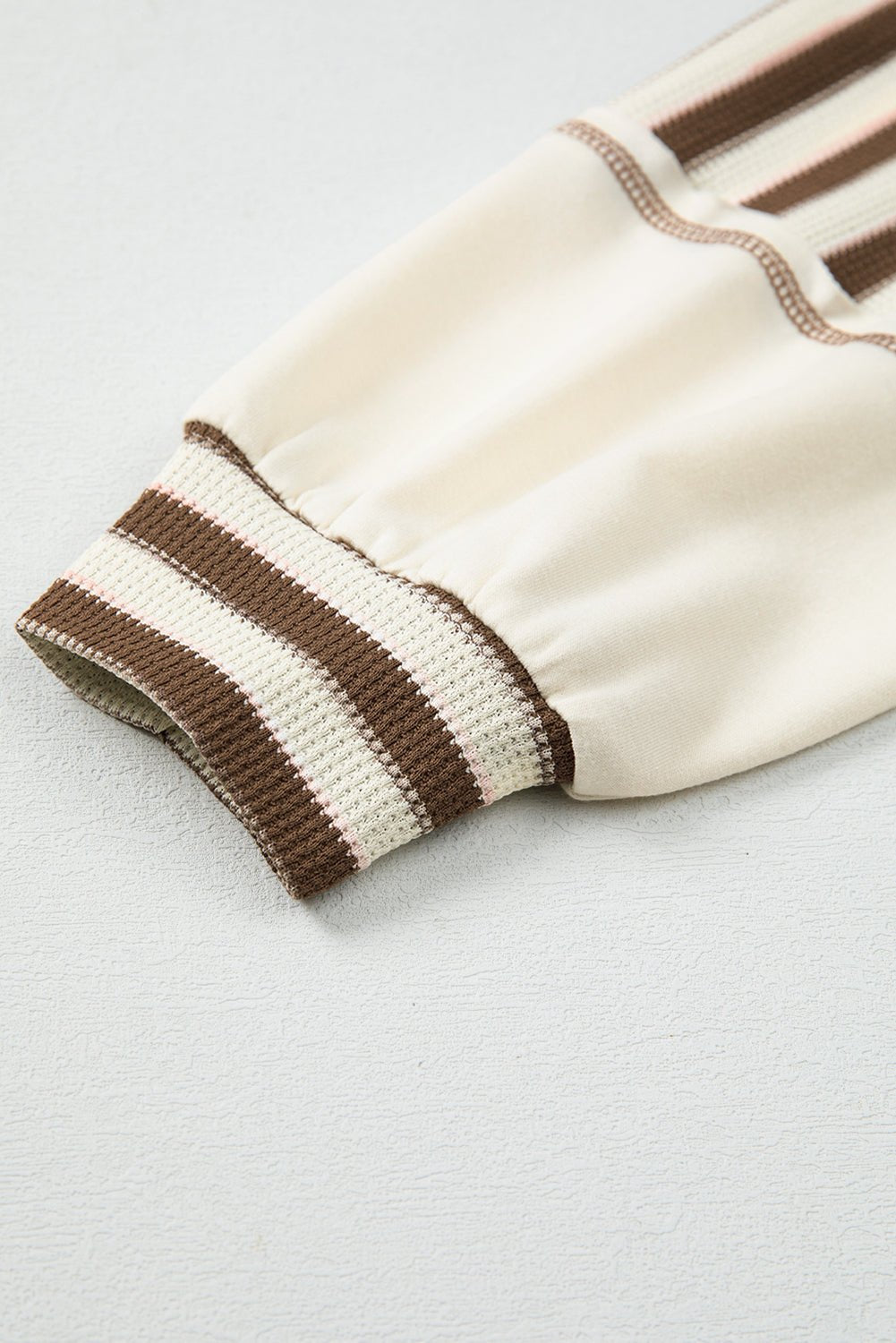 Khaki Striped Patchwork Oversized Pullover Top - MAD RUFFI