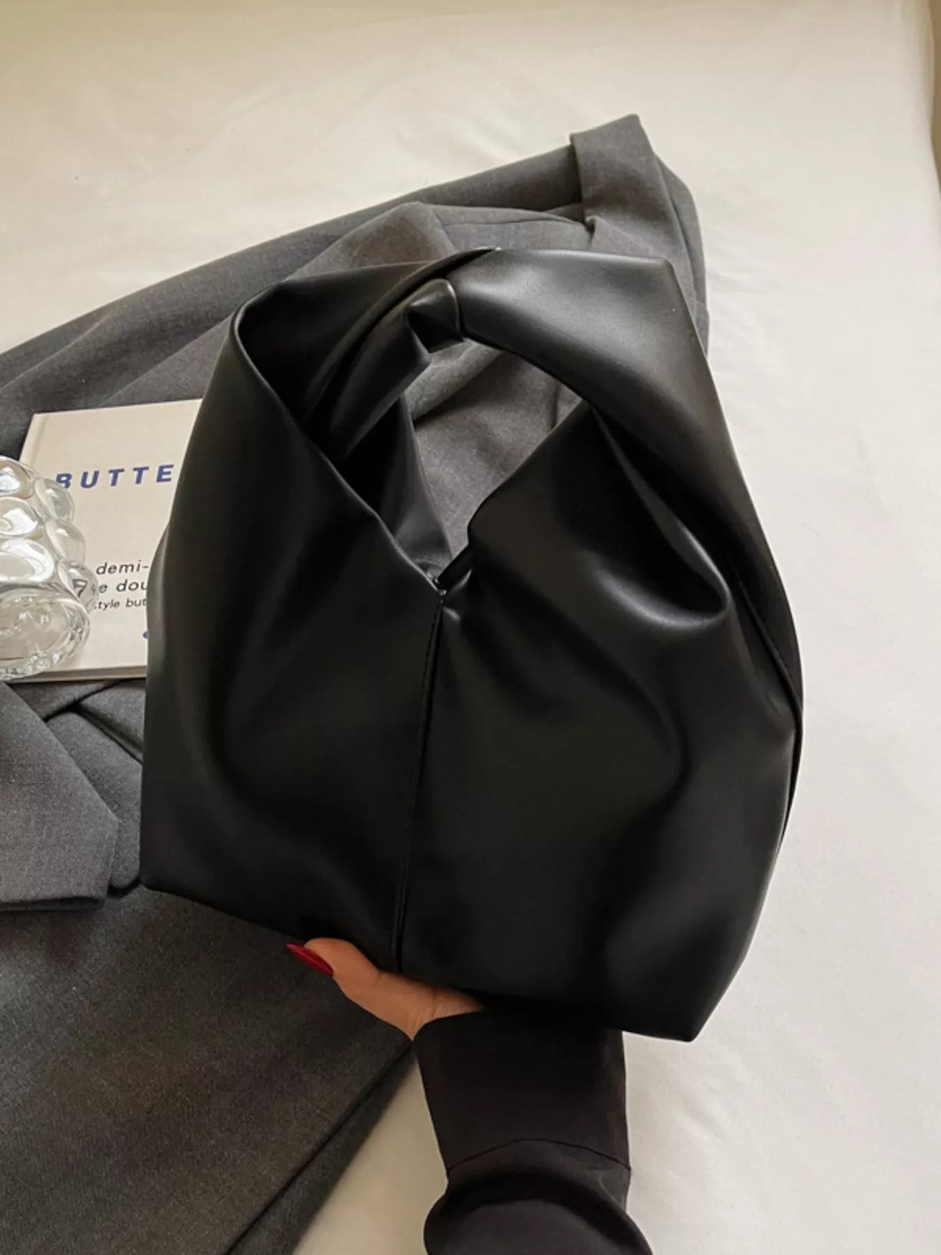 Knot Handle Leather Handbag - MAD RUFFI