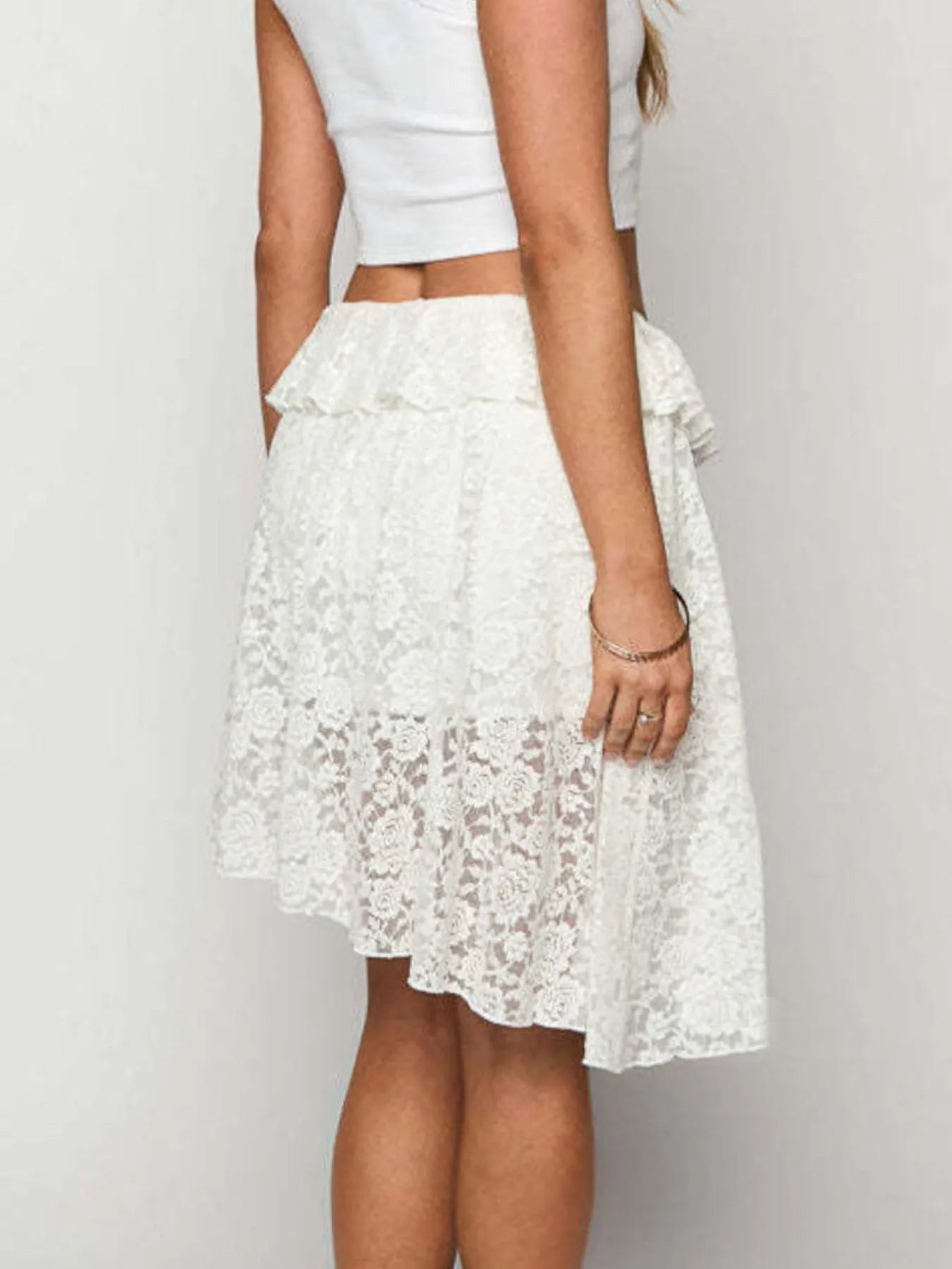 Lace Asymmetrical Mini Skirt - MAD RUFFI