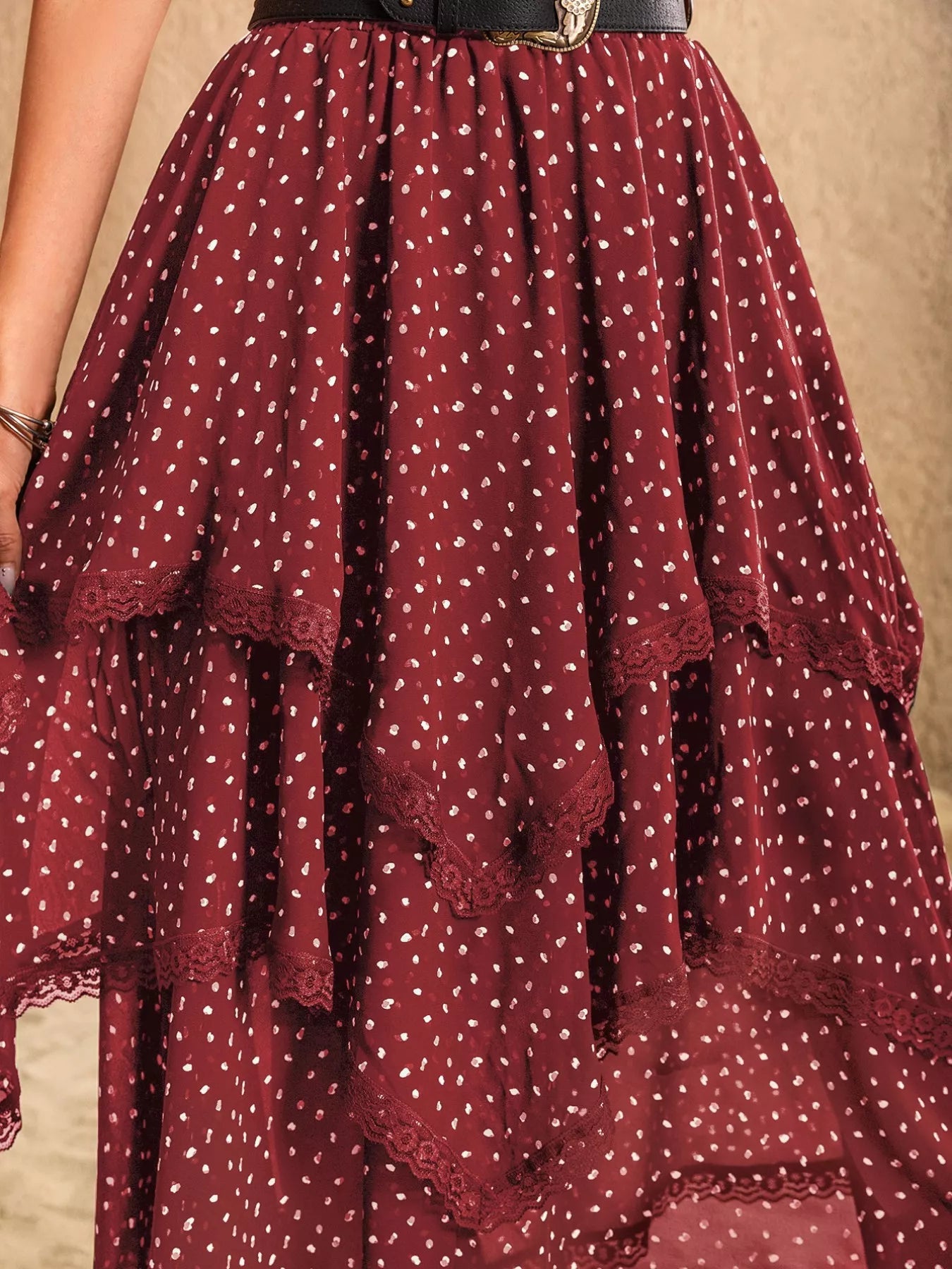 Lace Detail Layered Skirt - MAD RUFFI