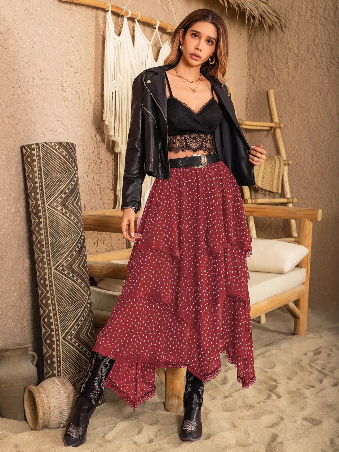 Lace Detail Layered Skirt - MAD RUFFI