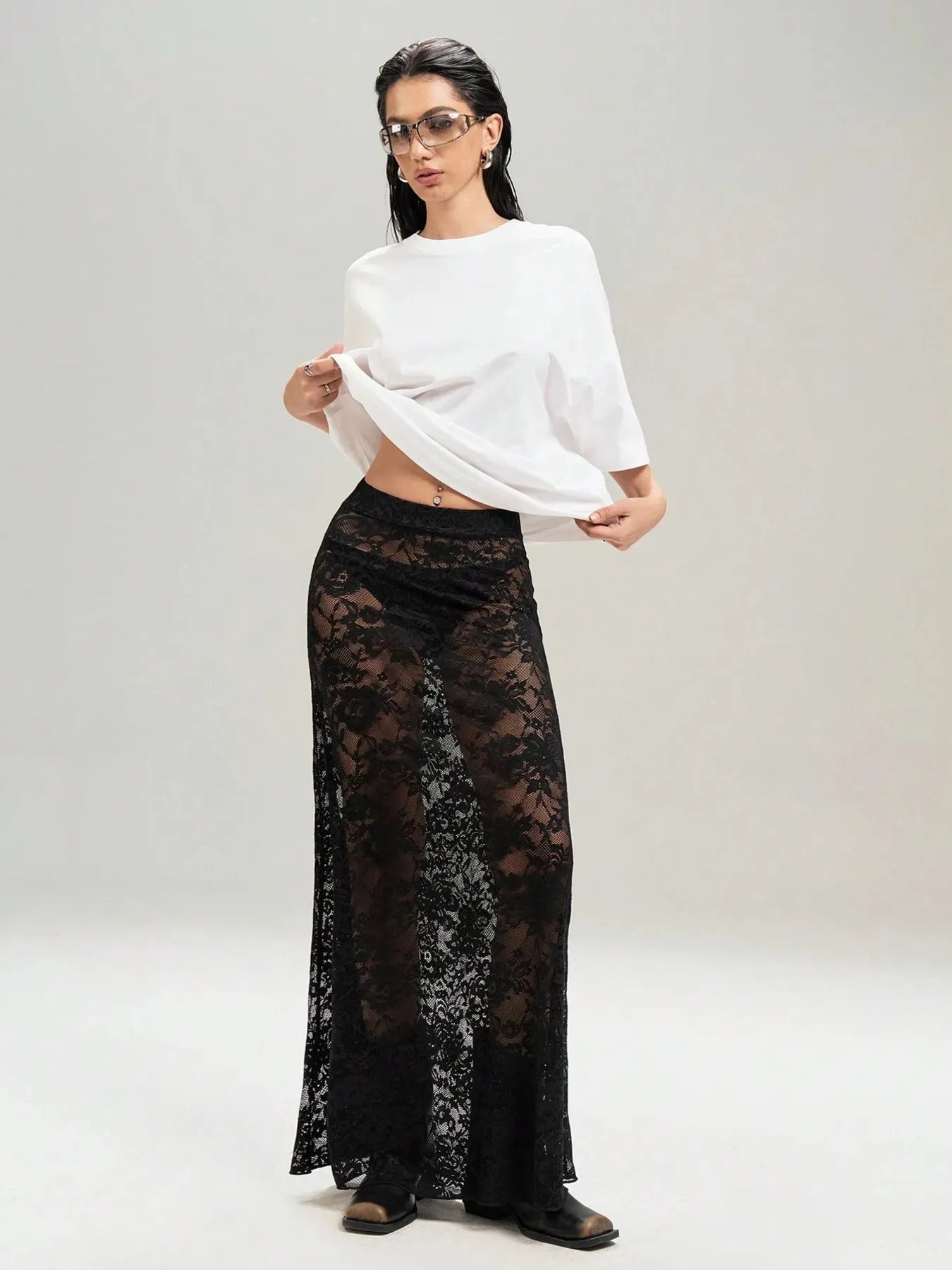 Lace Maxi Skirt - MAD RUFFI