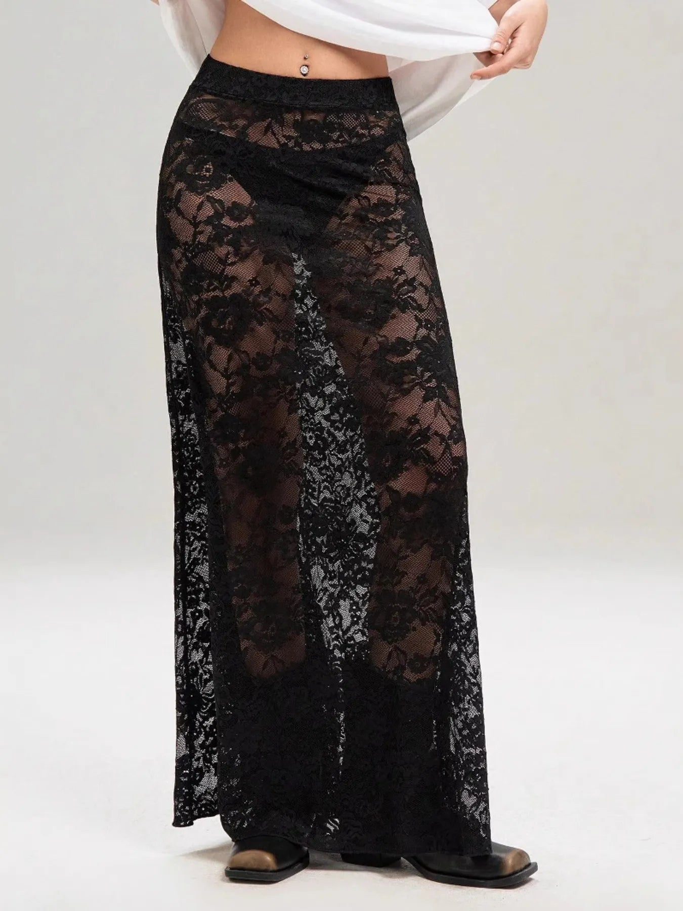 Lace Maxi Skirt - MAD RUFFI