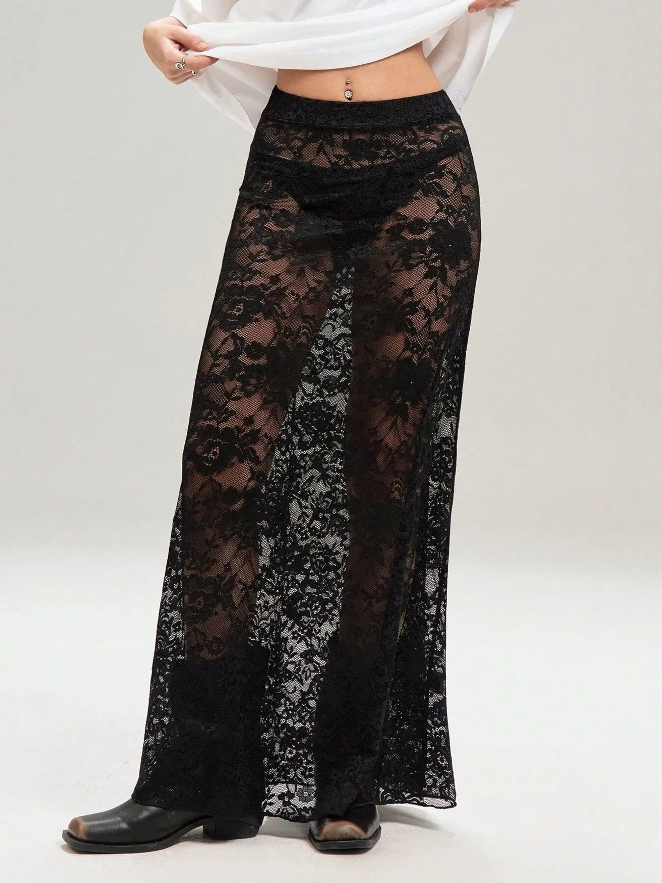 Lace Maxi Skirt - MAD RUFFI