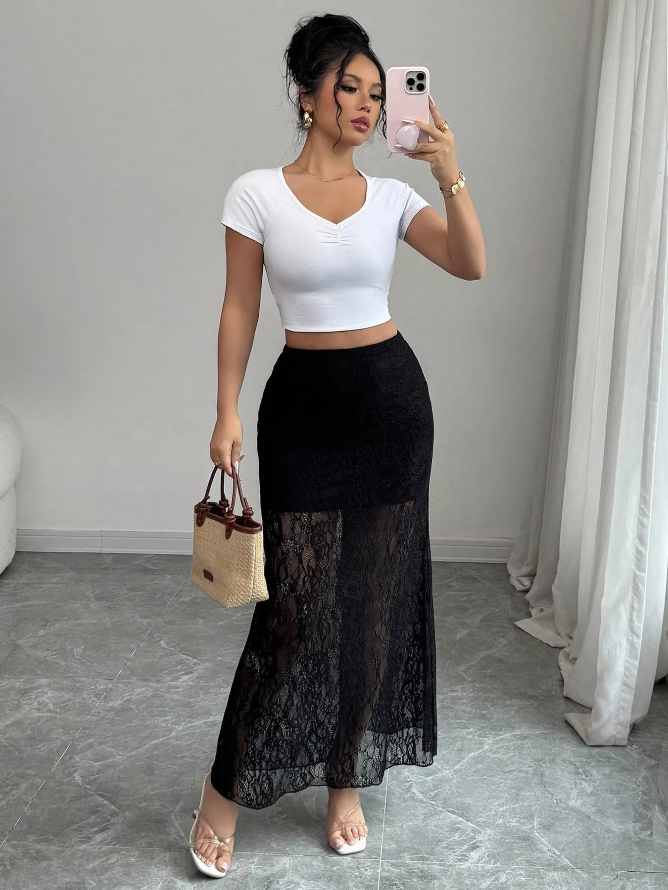 Lace Maxi Skirt - MAD RUFFI