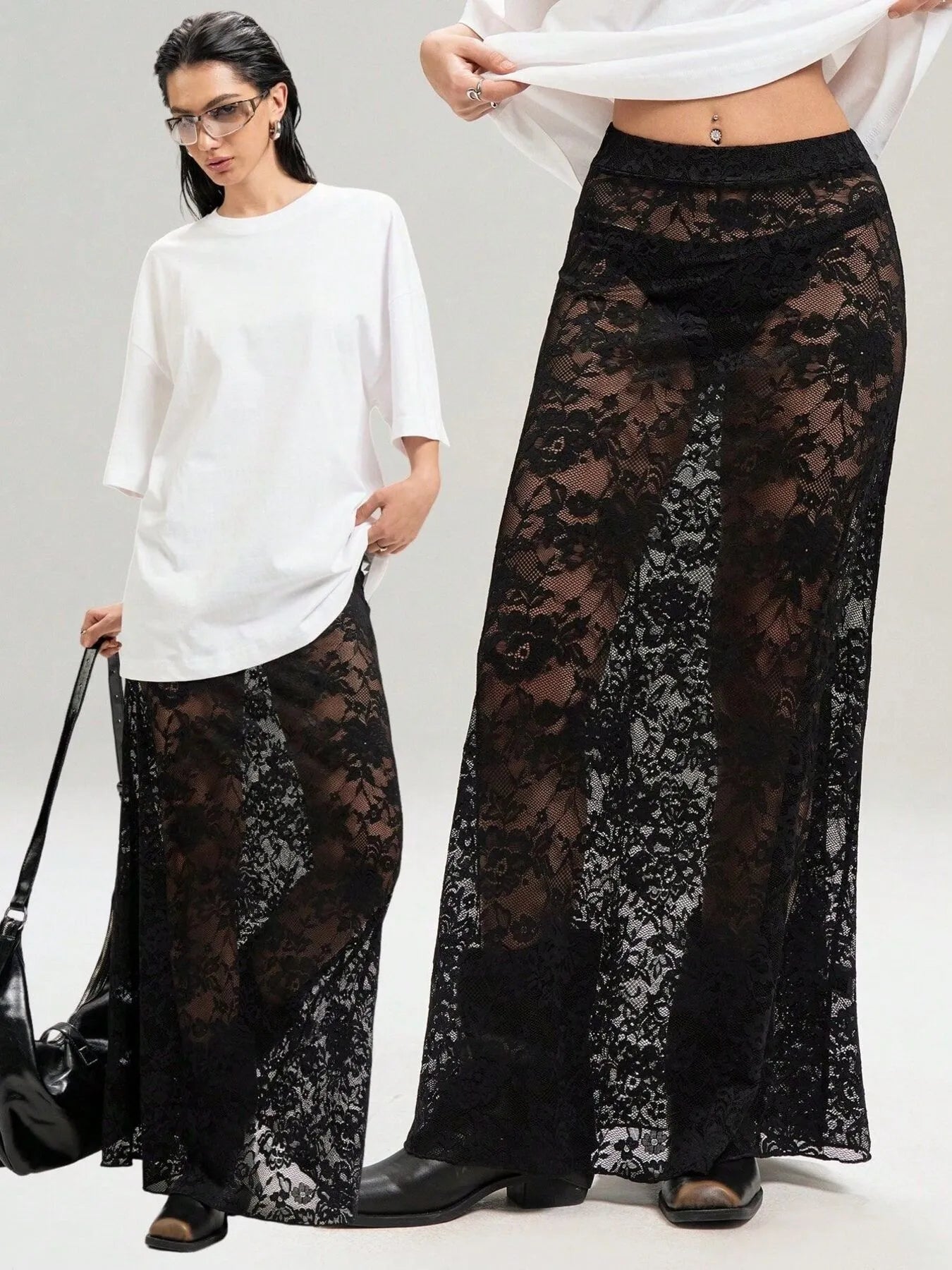 Lace Maxi Skirt - MAD RUFFI