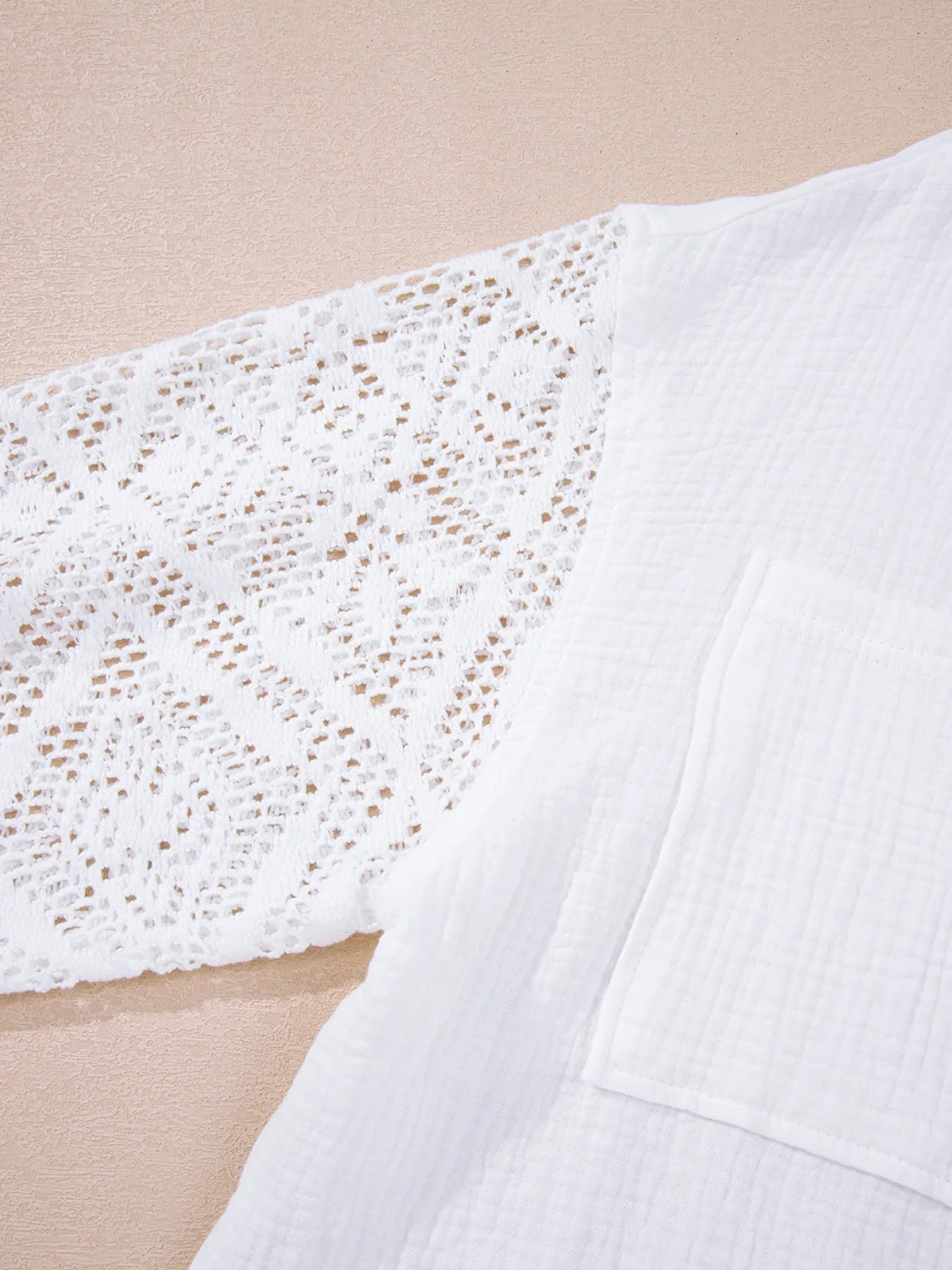 Lace Sleeve Button Down Shirt - MAD RUFFI