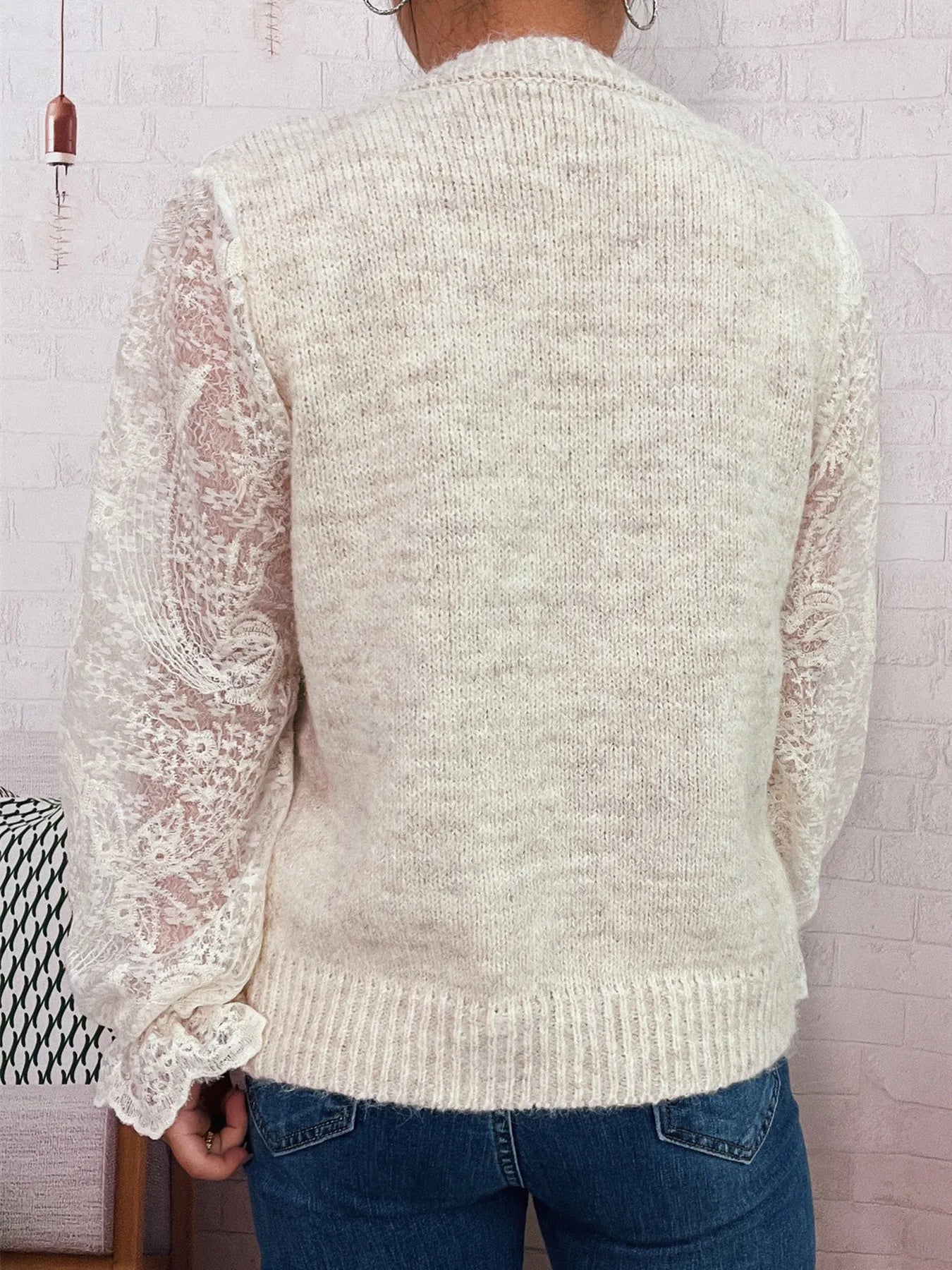 Lace Sleeve Button - Up Cardigan - MAD RUFFI