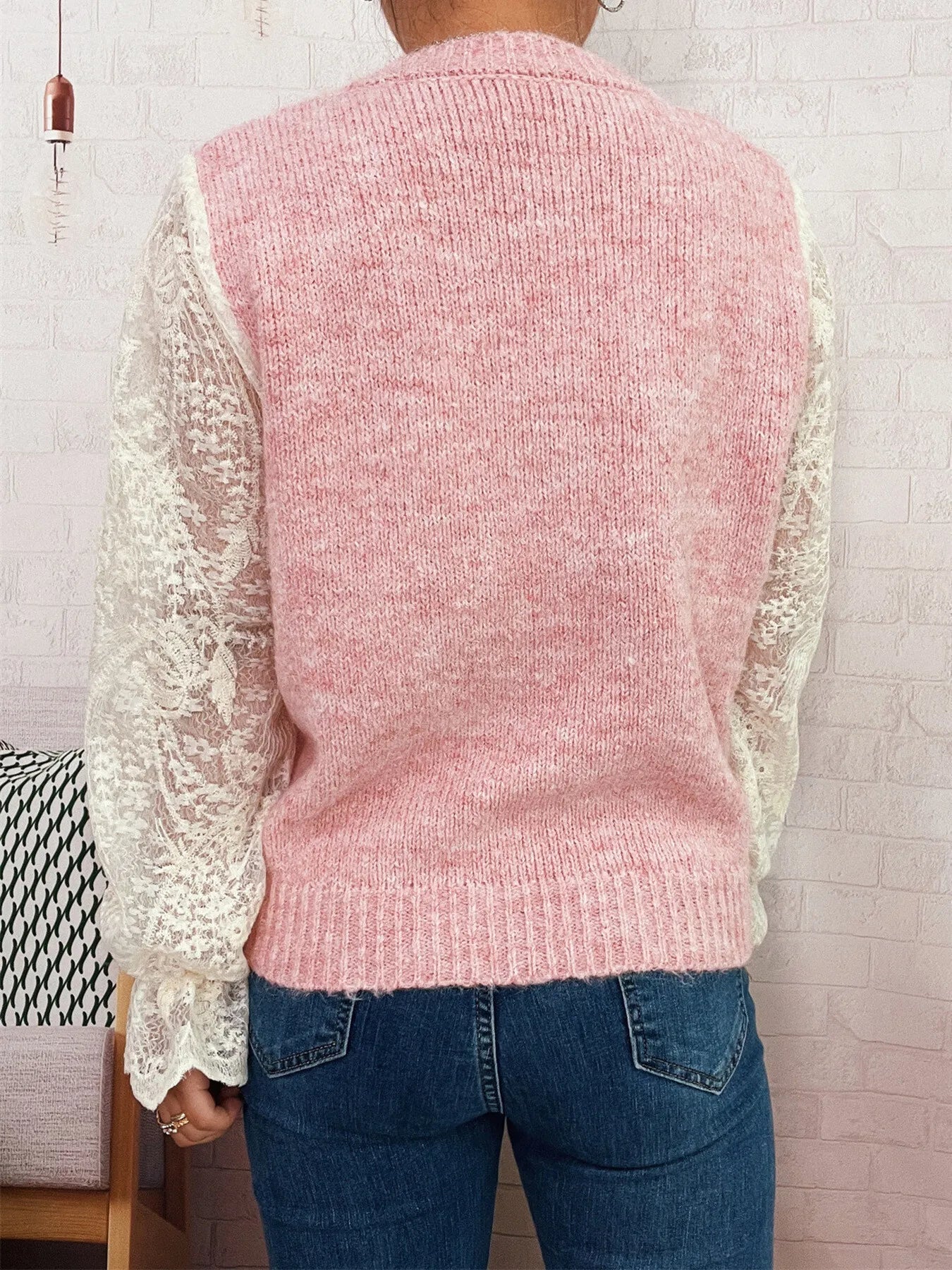 Lace Sleeve Button - Up Cardigan - MAD RUFFI