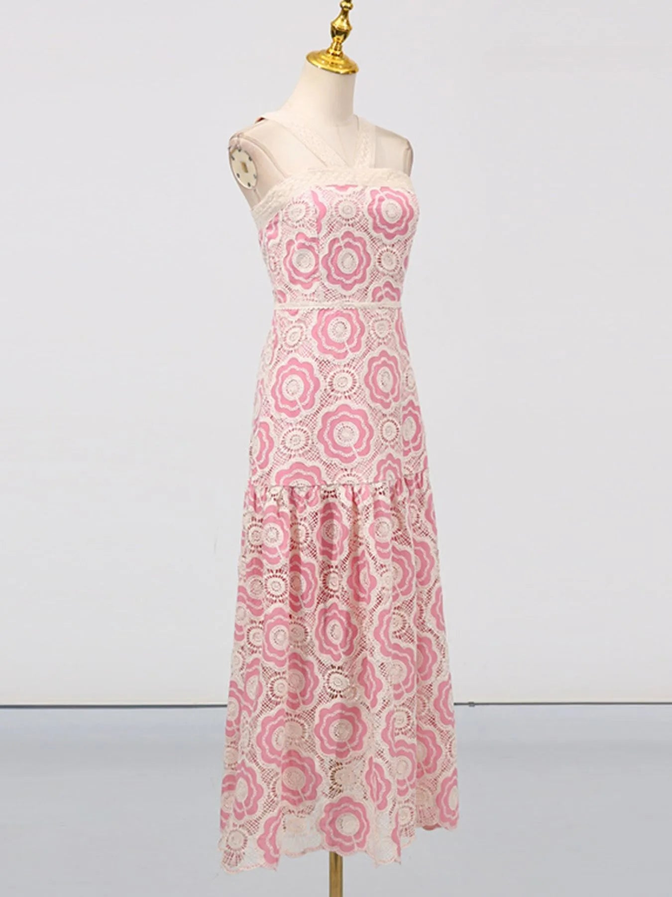 Lace Sleeveless Tiered Midi Dress - MAD RUFFI