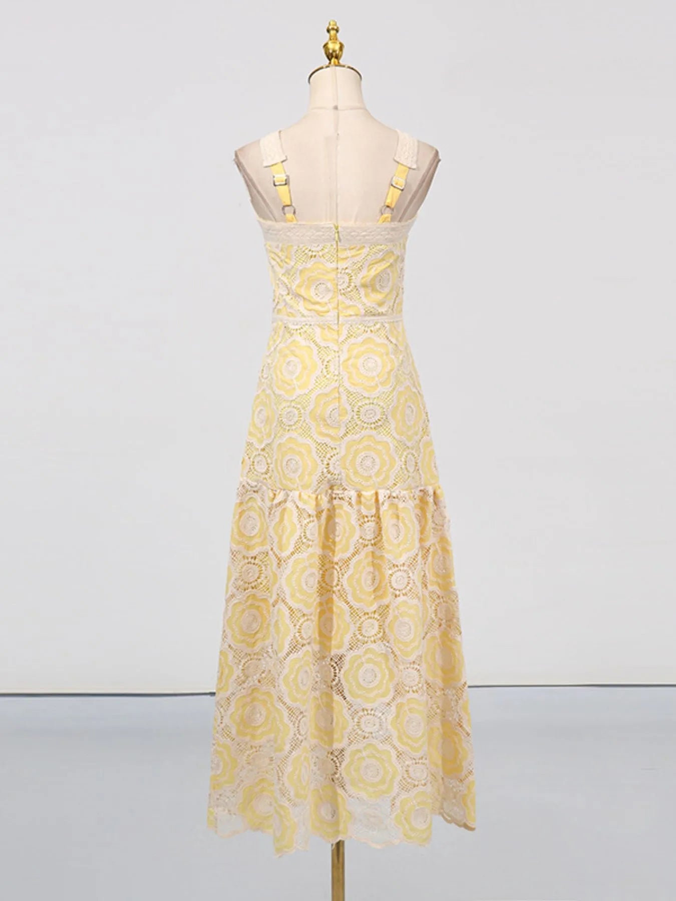 Lace Sleeveless Tiered Midi Dress - MAD RUFFI