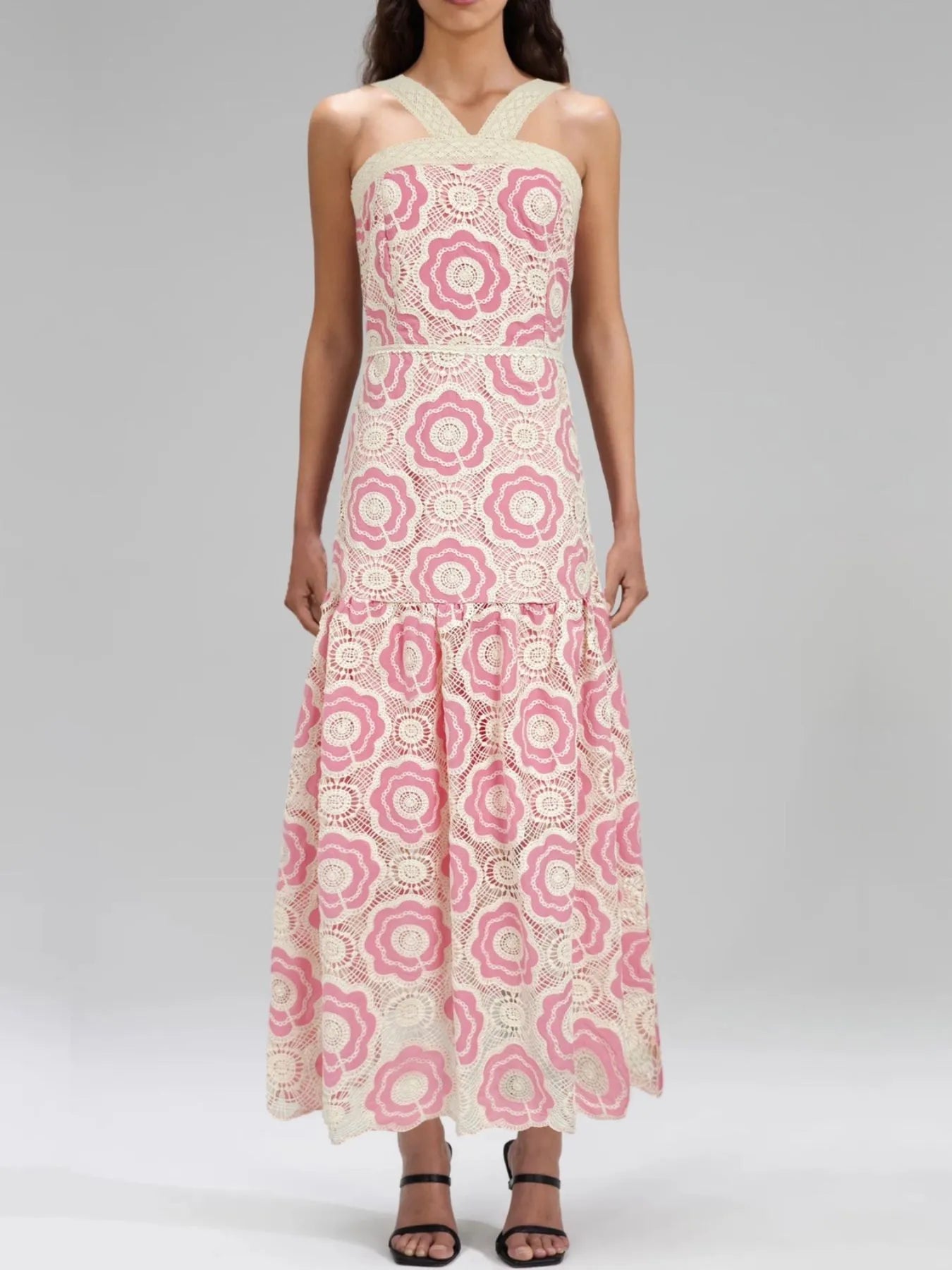 Lace Sleeveless Tiered Midi Dress - MAD RUFFI