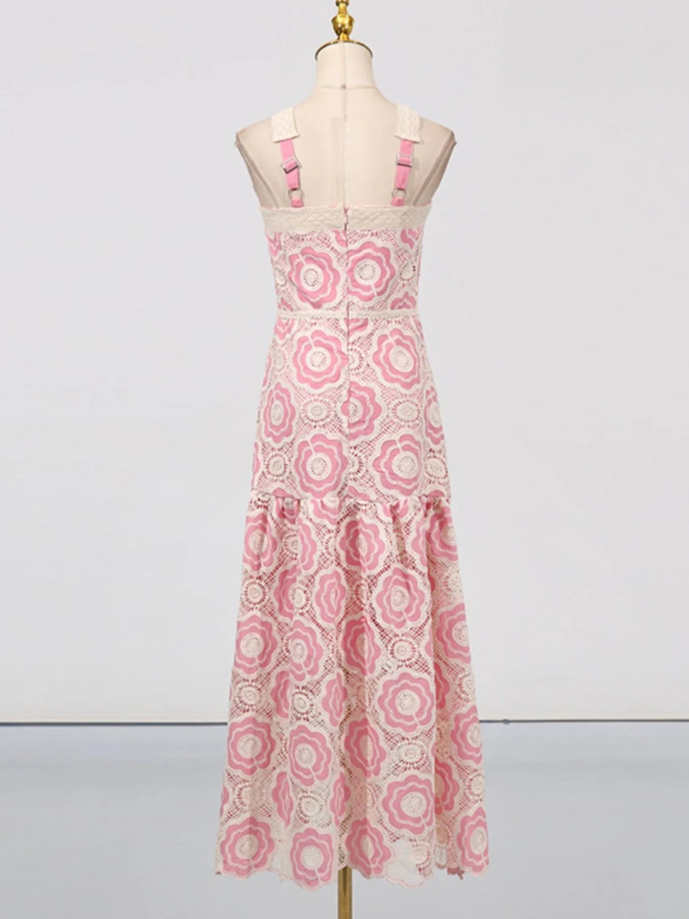 Lace Sleeveless Tiered Midi Dress - MAD RUFFI